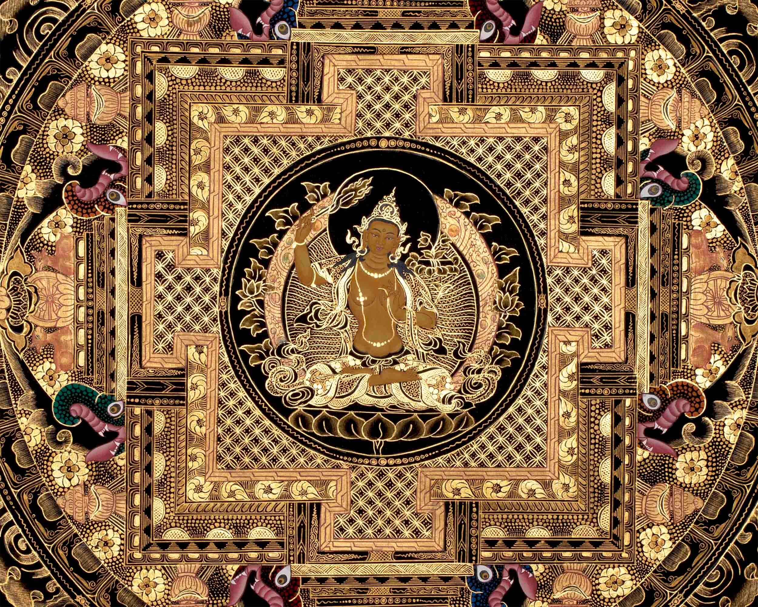 Manjushri Mandala Thangka Painting | Boddhisattva of Wisdom & Compassion