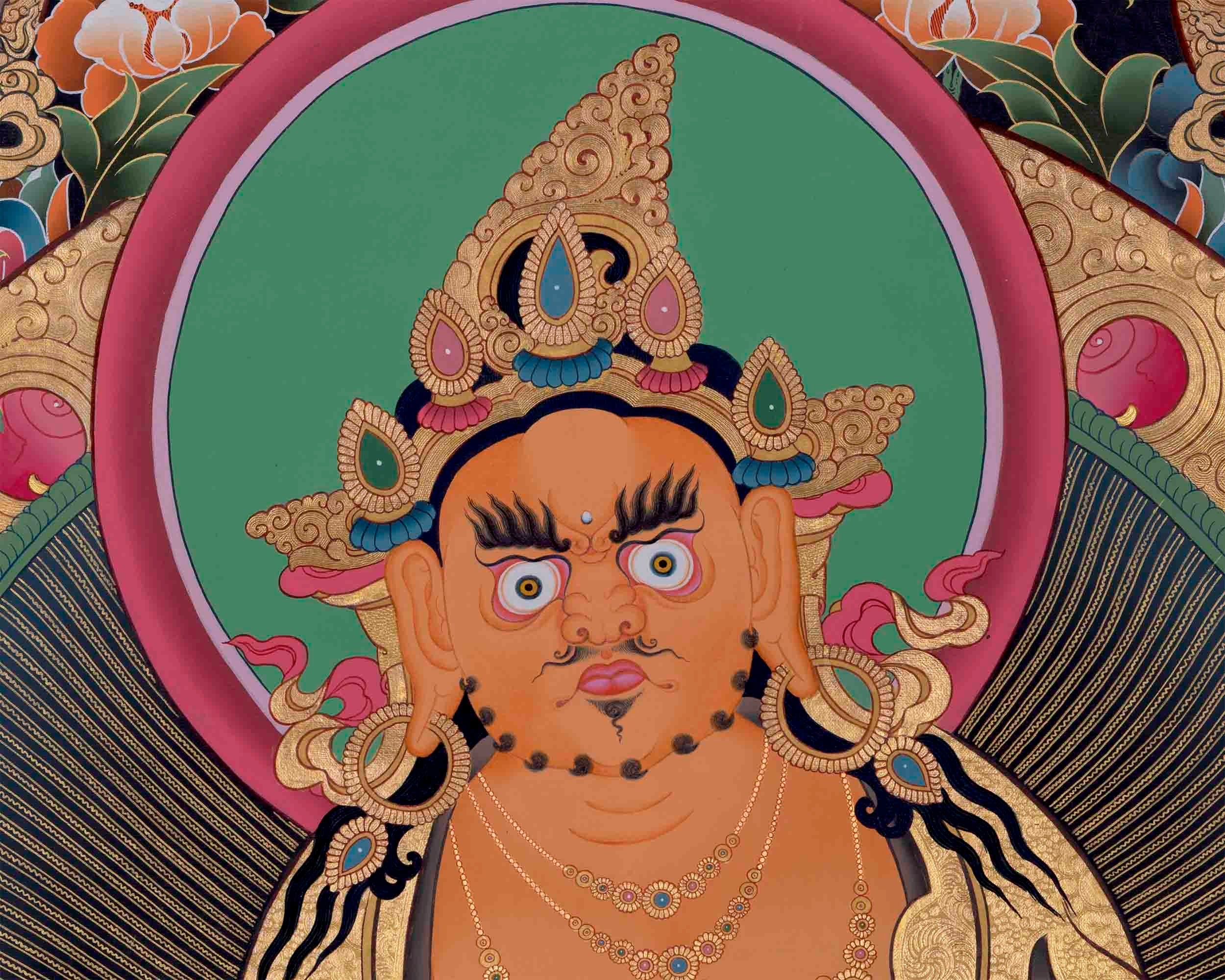 Original Handcrafted Dzambala Thangka Painting | Wealth Deity | Best for the House Warming Gifts | Spiritual Arts | Compassion Yoga