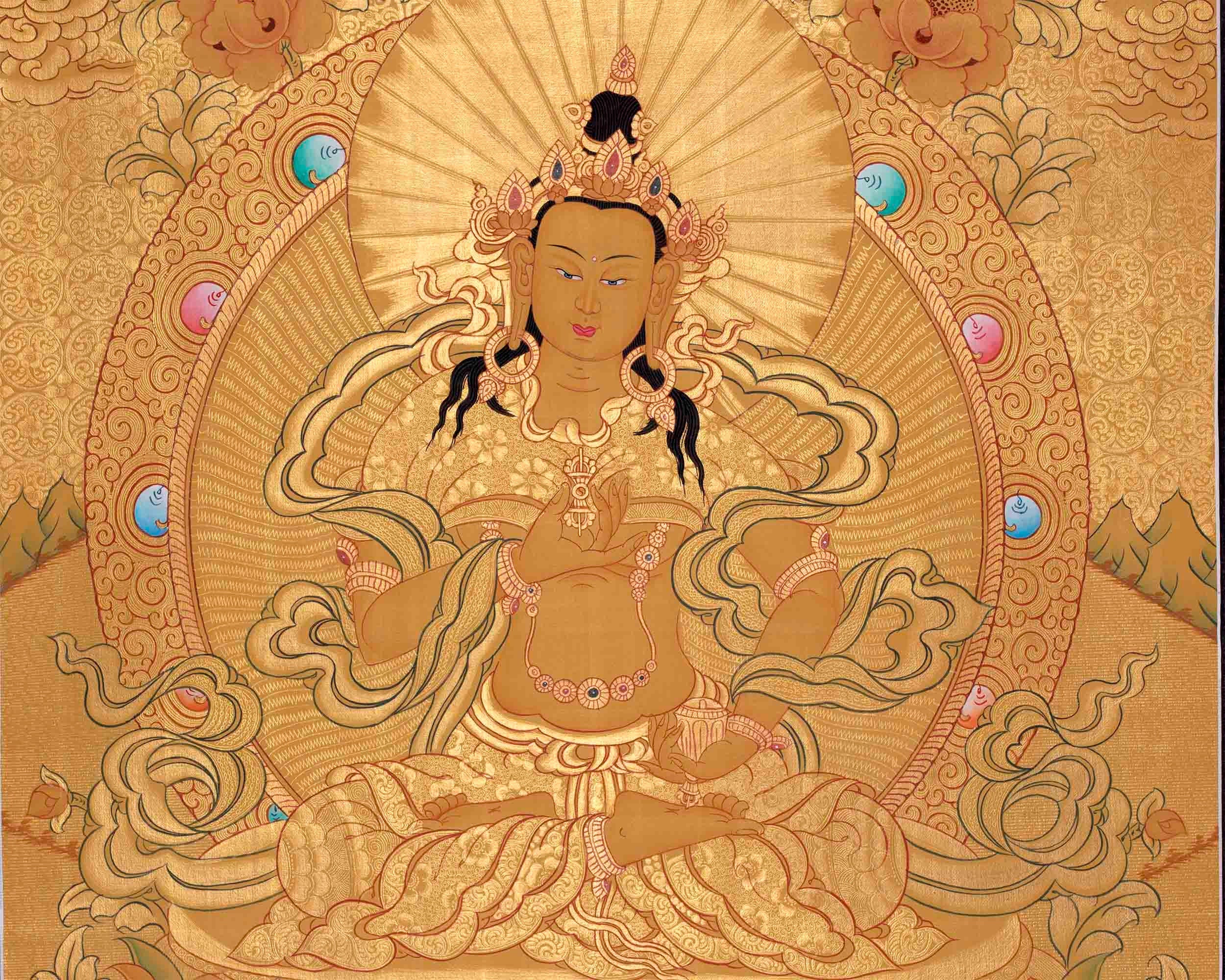 Original Full Gold Style Vajrasattva Thangka | Hand-Painted Thanka