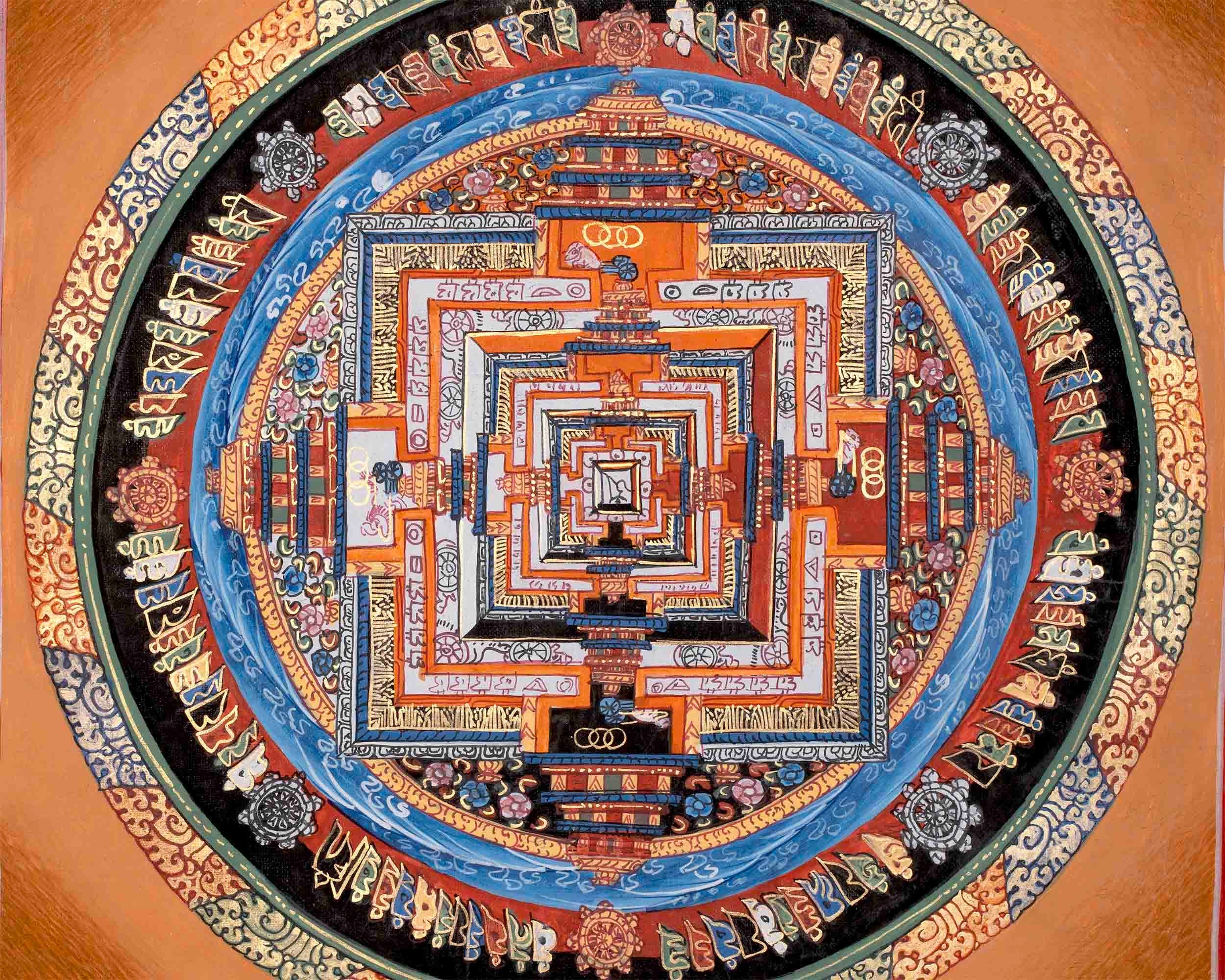 Original Hand-Painted Kalachakra Mandala | Mandala Thangka Wall Hanging