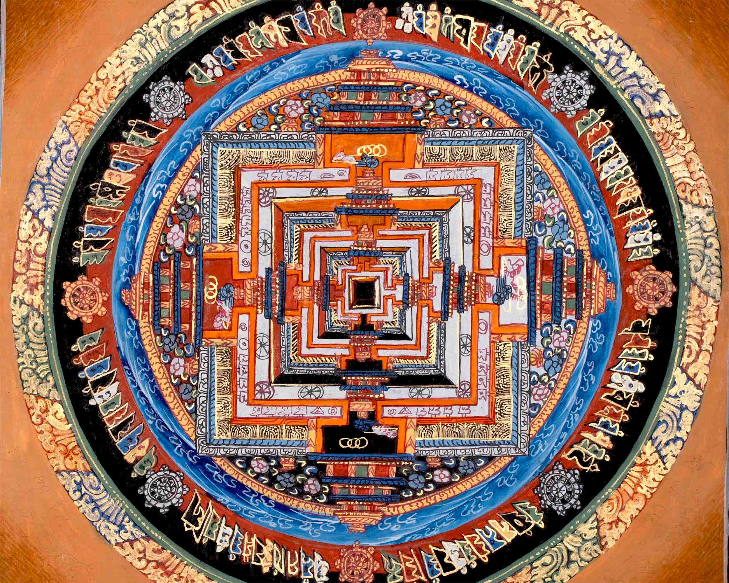 Original Hand-Painted Kalachakra Mandala | Mandala Thangka Wall Hanging