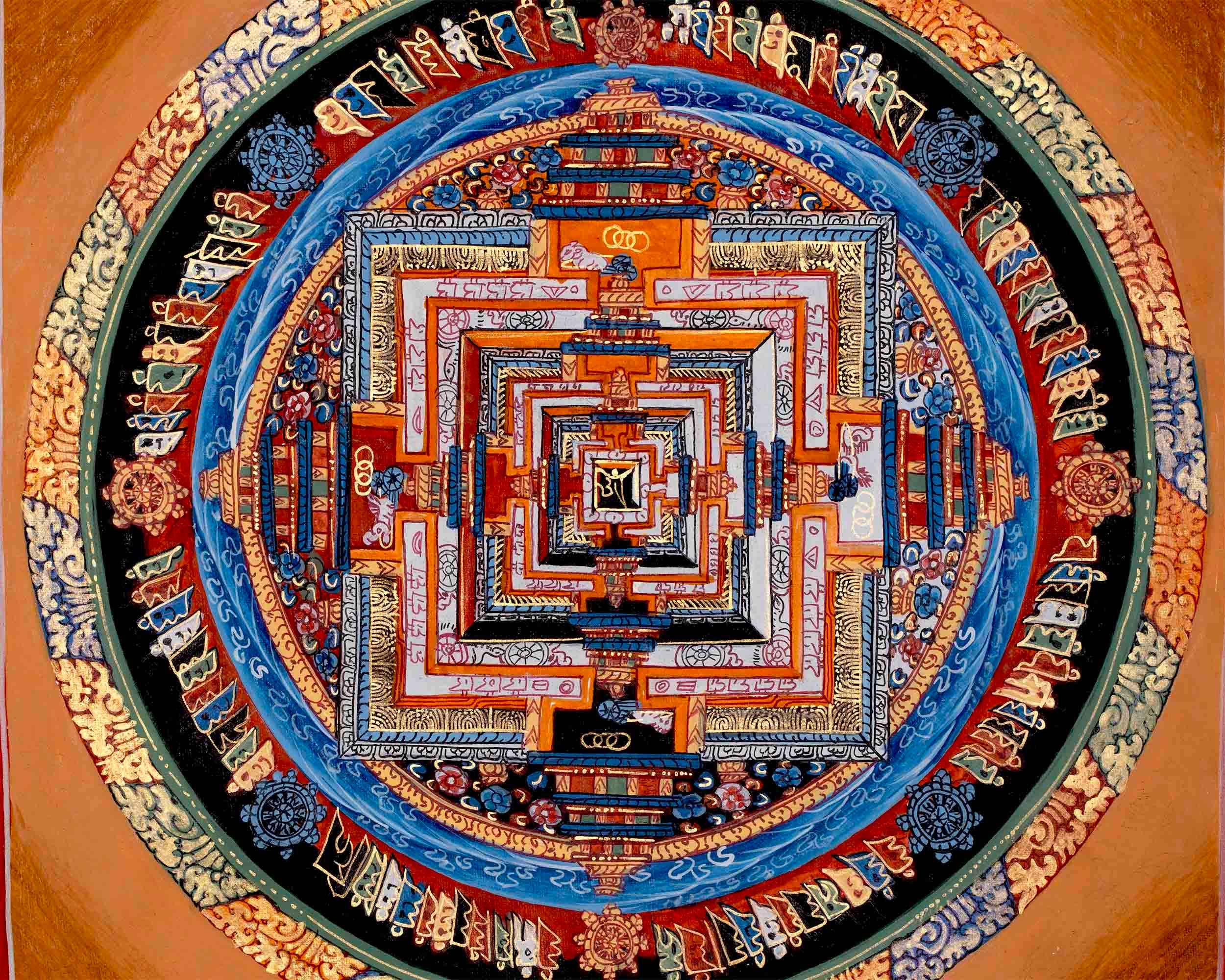 Original Hand-Painted Kalachakra Mandala | Mandala Thangka Wall Hanging