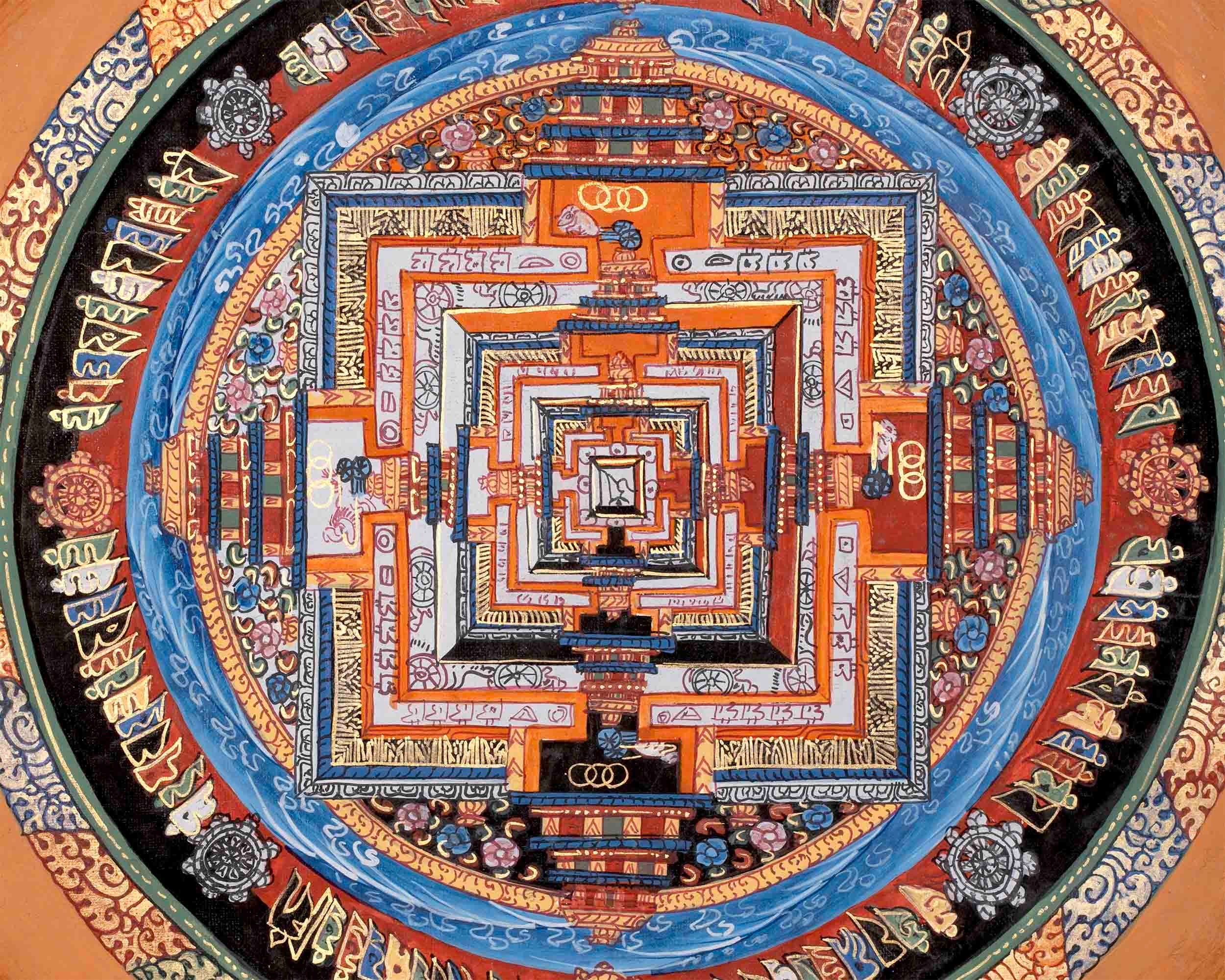 Original Hand-Painted Kalachakra Mandala | Mandala Thangka Wall Hanging