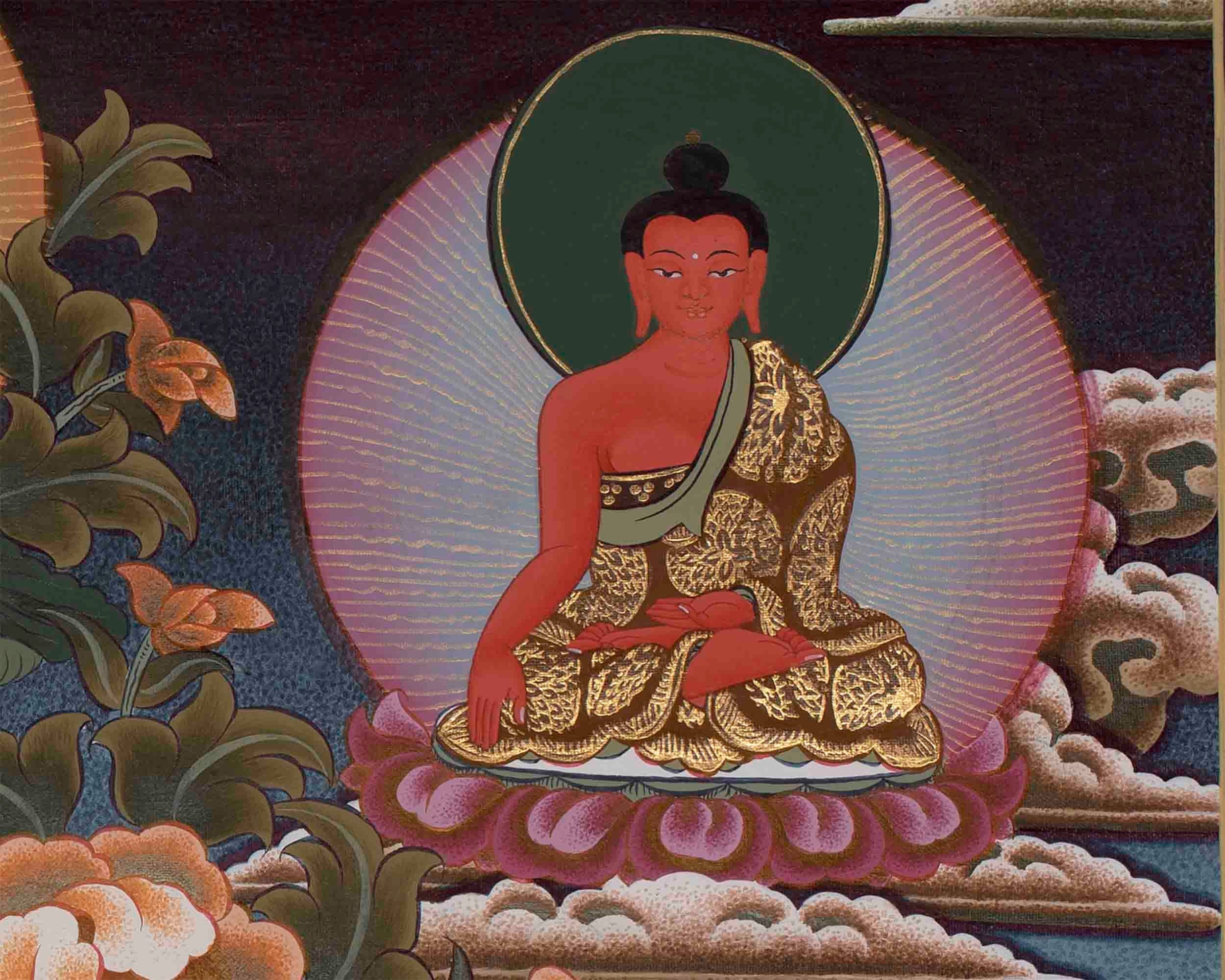 Medicine Buddha Feature With Seven Buddhas | Bhaisajyaguru Thangka