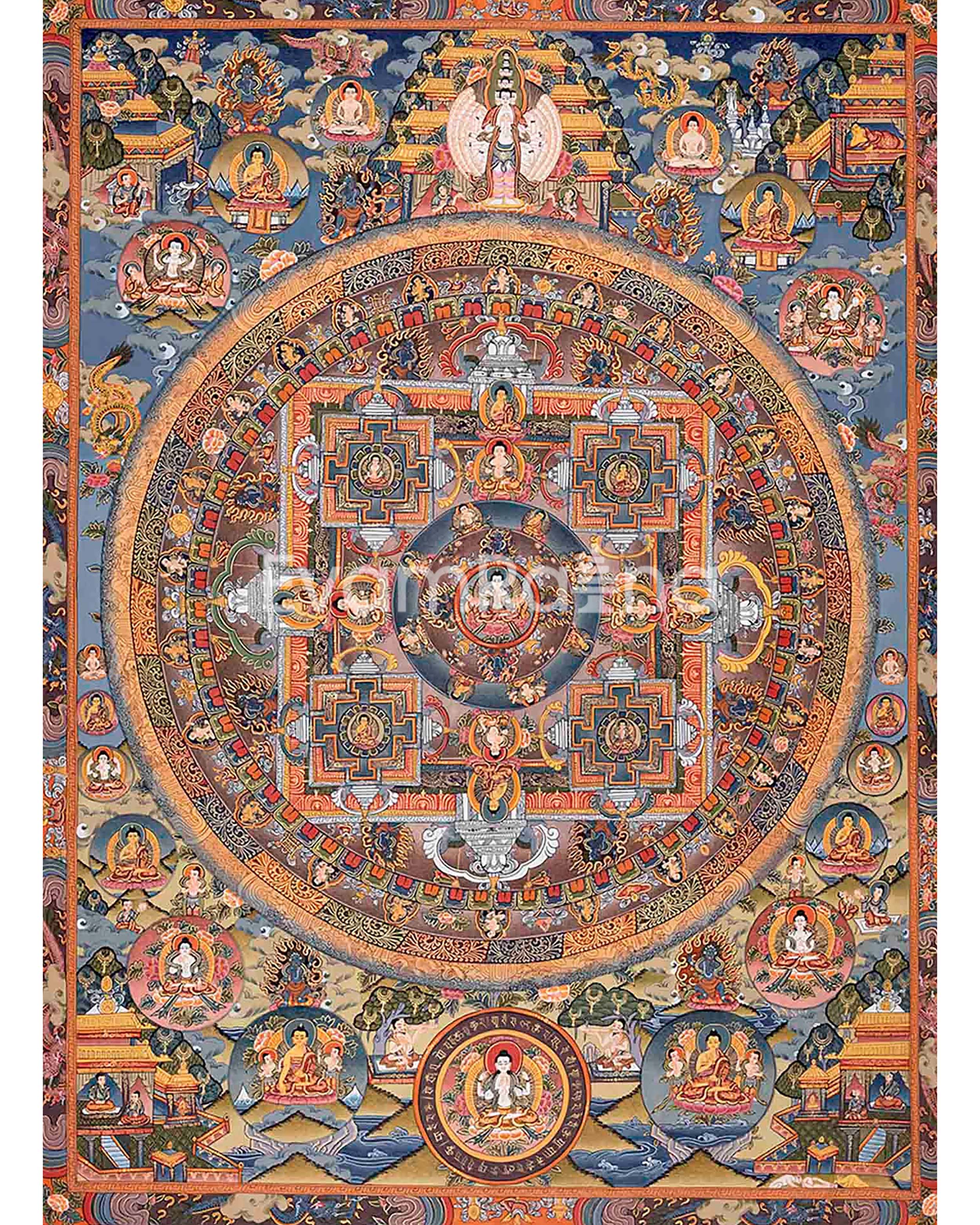 Vintage Buddha Mandala Thangka in Fine Quality | Rare Genuine Hand Painted Tibetan thangka |