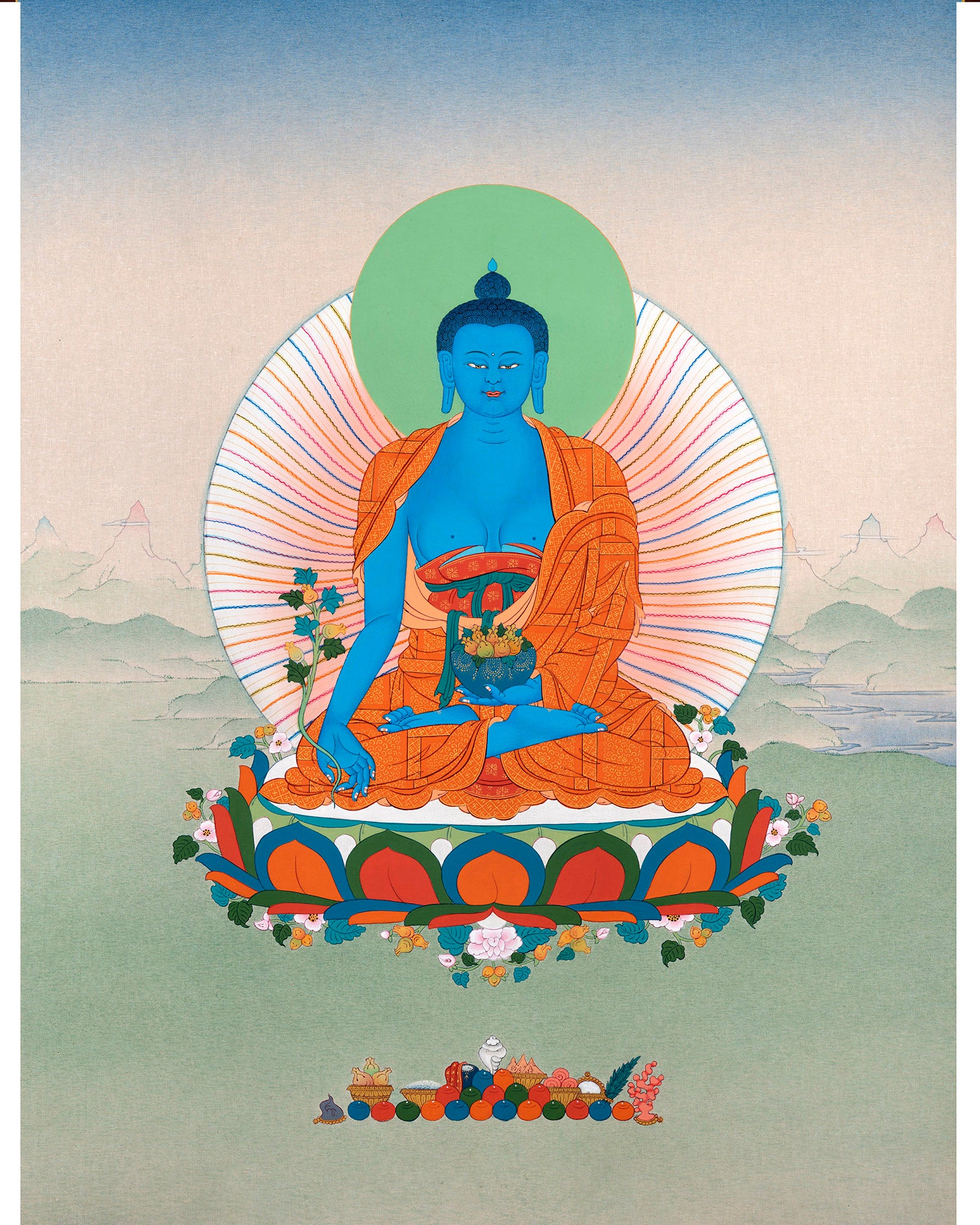 Medicine Buddha Thangka | The Healer For all Beings | Buddhist Deity