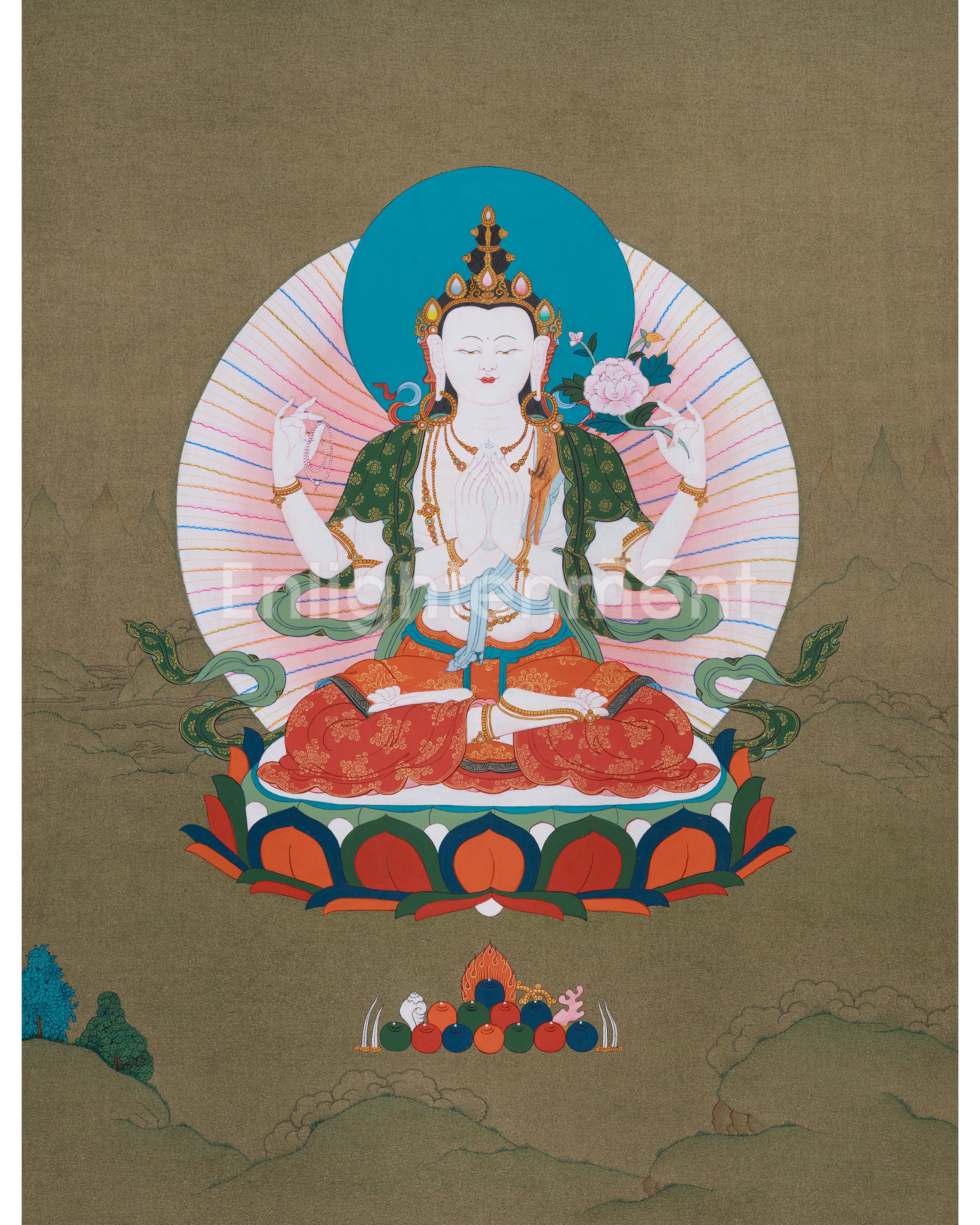 tibetan-bodhisattva-four-armed-chenrezig-thangka