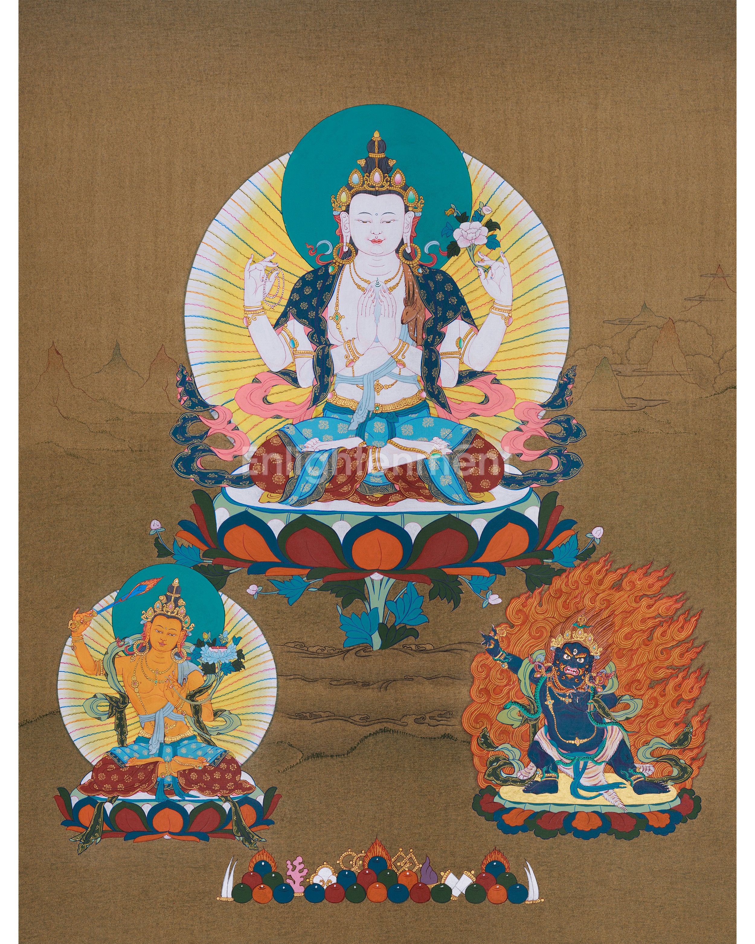 traditional thangka of chenrezig