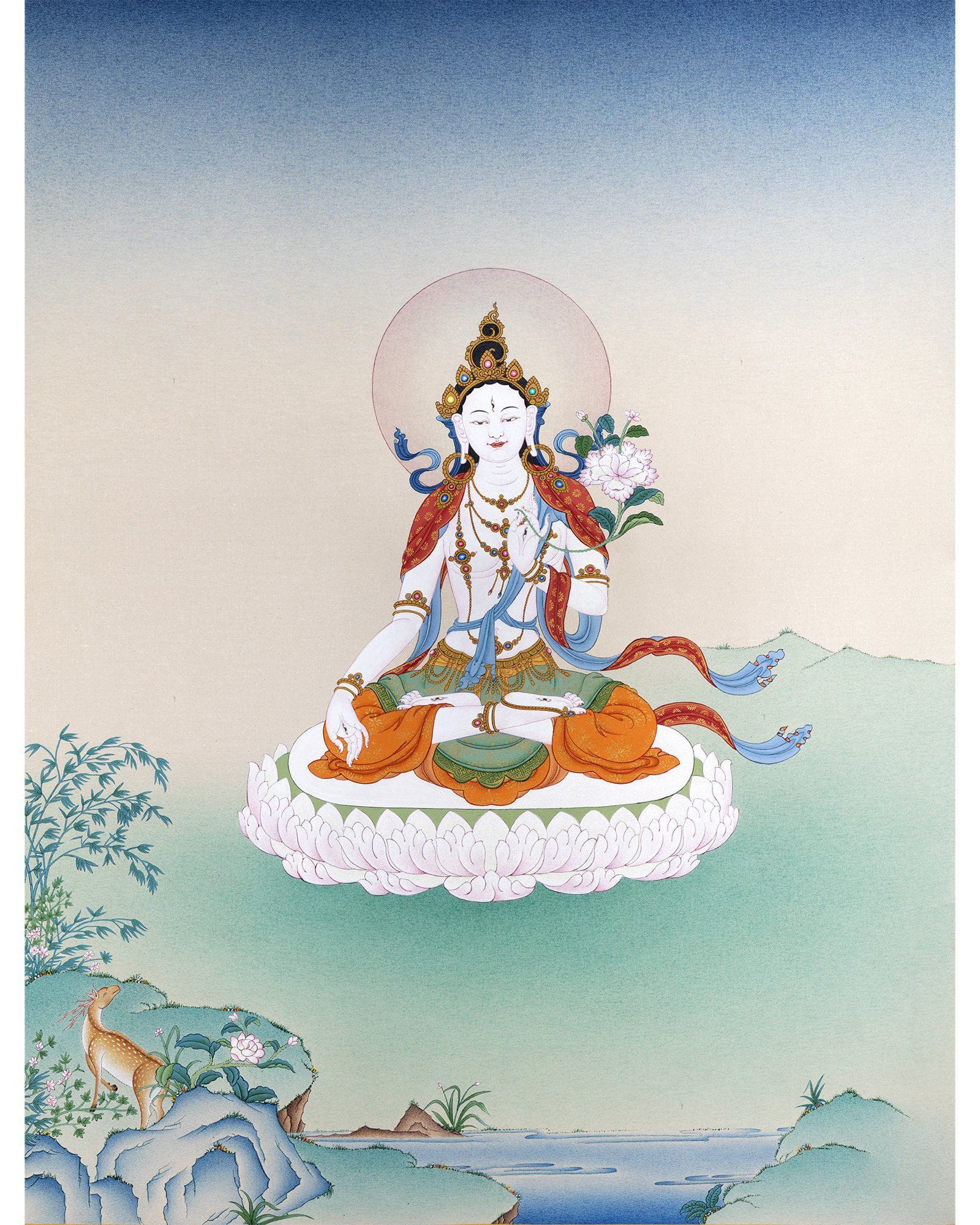 White Tara Thangka, Dolma, Tibetan Thangka Painting, Buddhist Art
