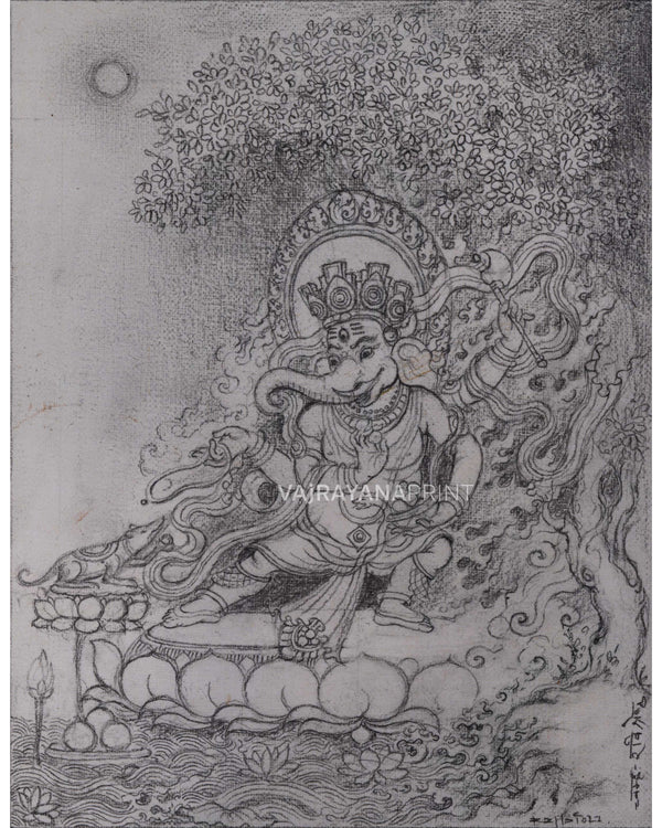 Canvas Drawing Of Ganesha High-Quality Print 