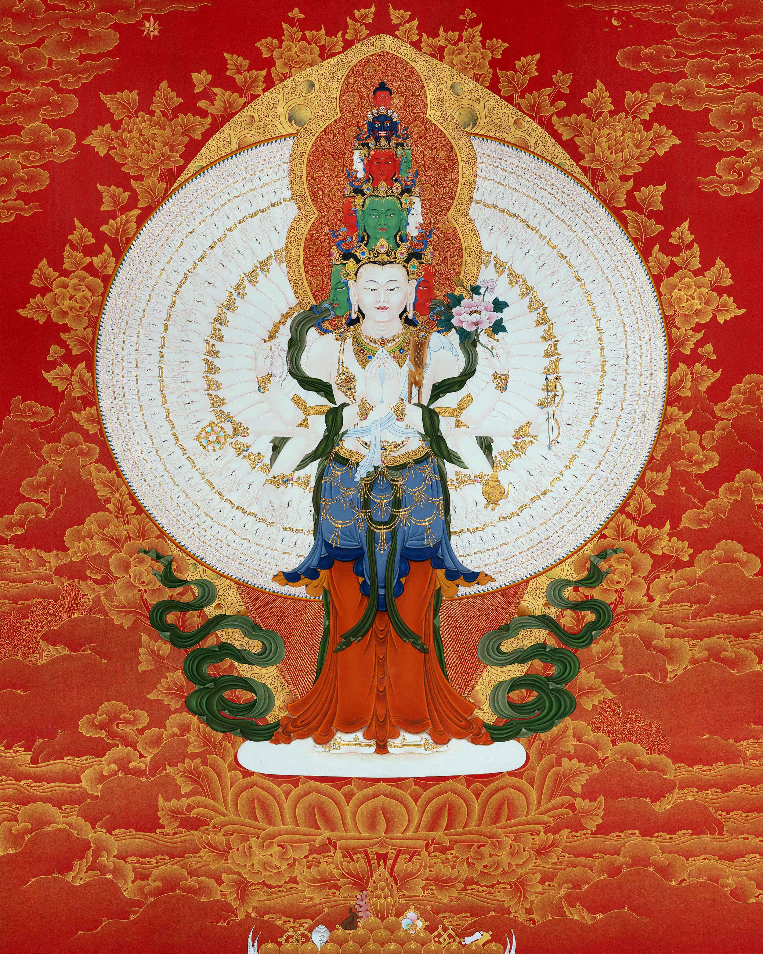 1000 Armed Chenrezig Thangka | Handpainted Buddhist Artwork