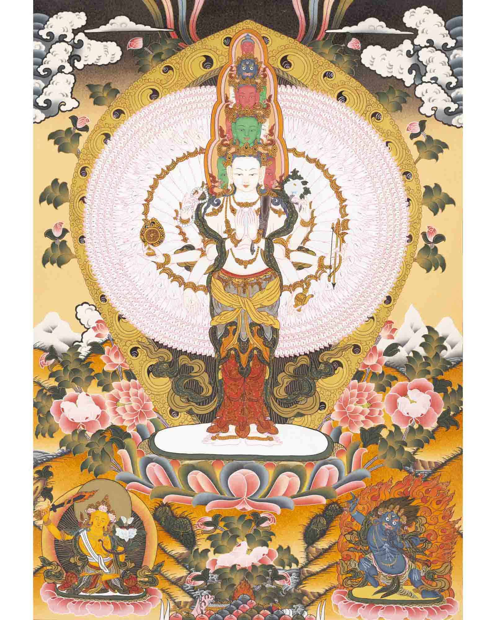1000 Armed Avalokiteshvara | Wall Decors | Traditional Tibetan Thangka