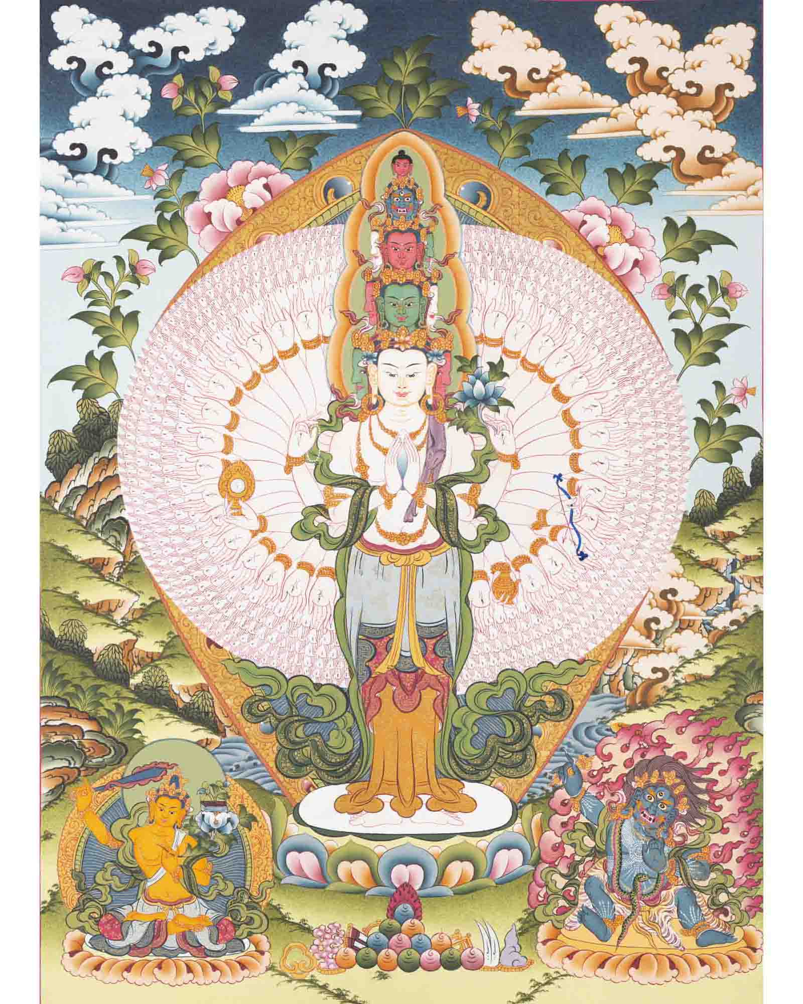 1000 Armed Avalokiteshvara | Traditional Thangka | Wall Decors