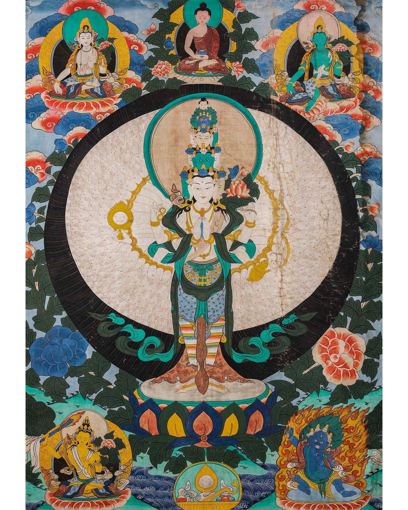 1000 Armed Avalokiteshvara | Old Antique Meditation Canvas Art