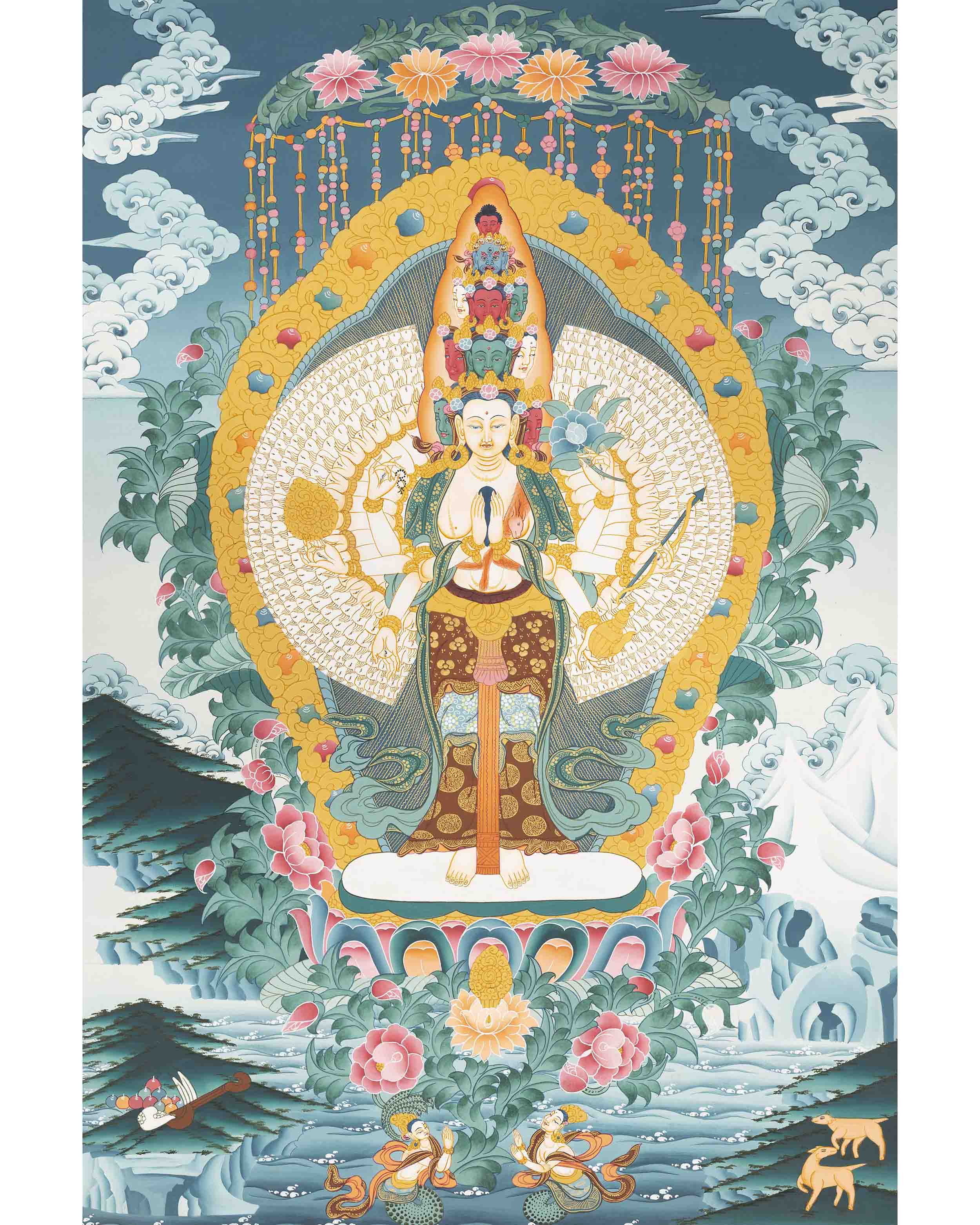 1000 Armed Avalokitsevara | Religious Buddhist Thangka | Wall Decors