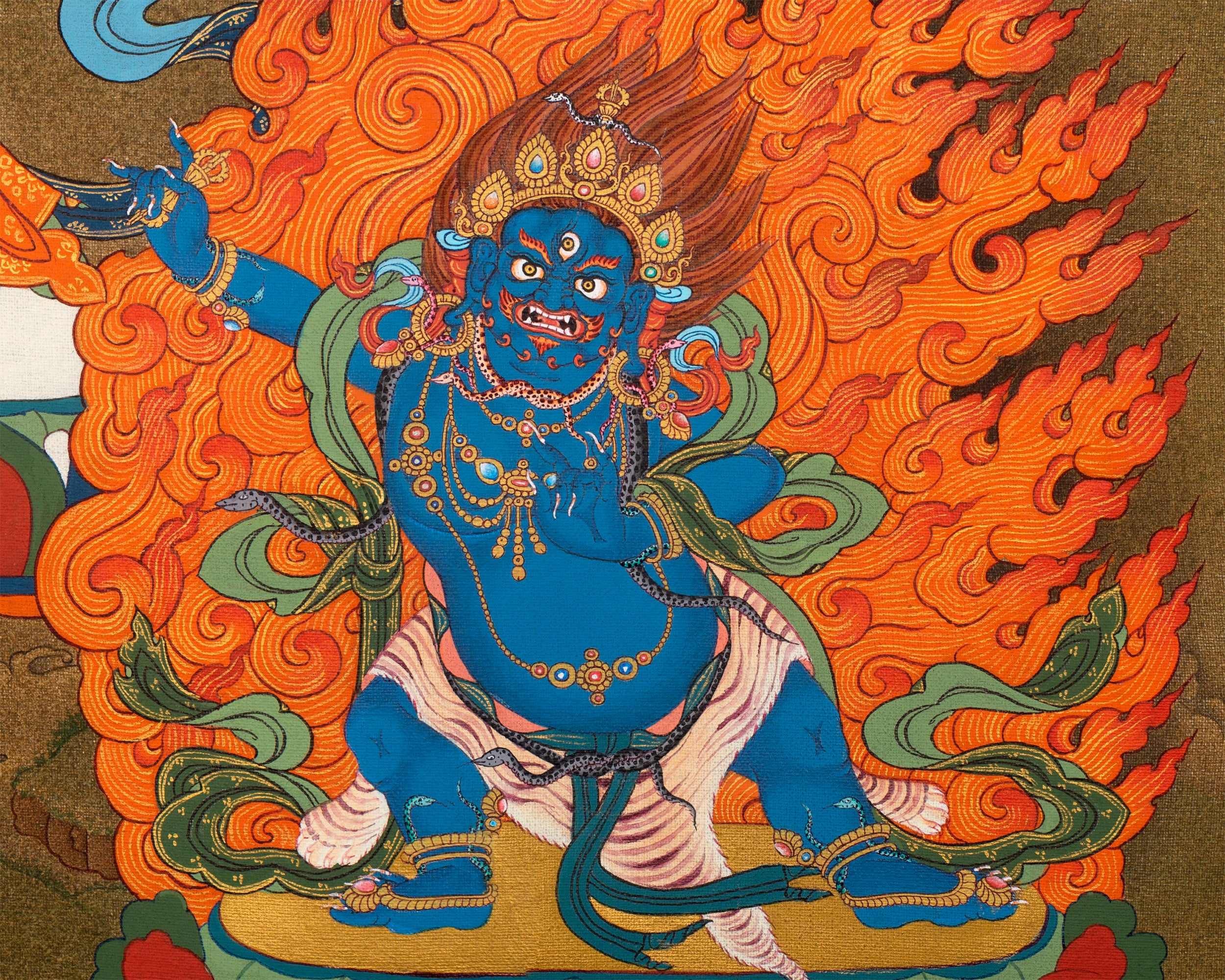 Avalokiteshvara, Manjushri & Vajrapani Thangka (includes Brocade) , 1000 Armed Chenrezig, Tibetan Buddhist Art