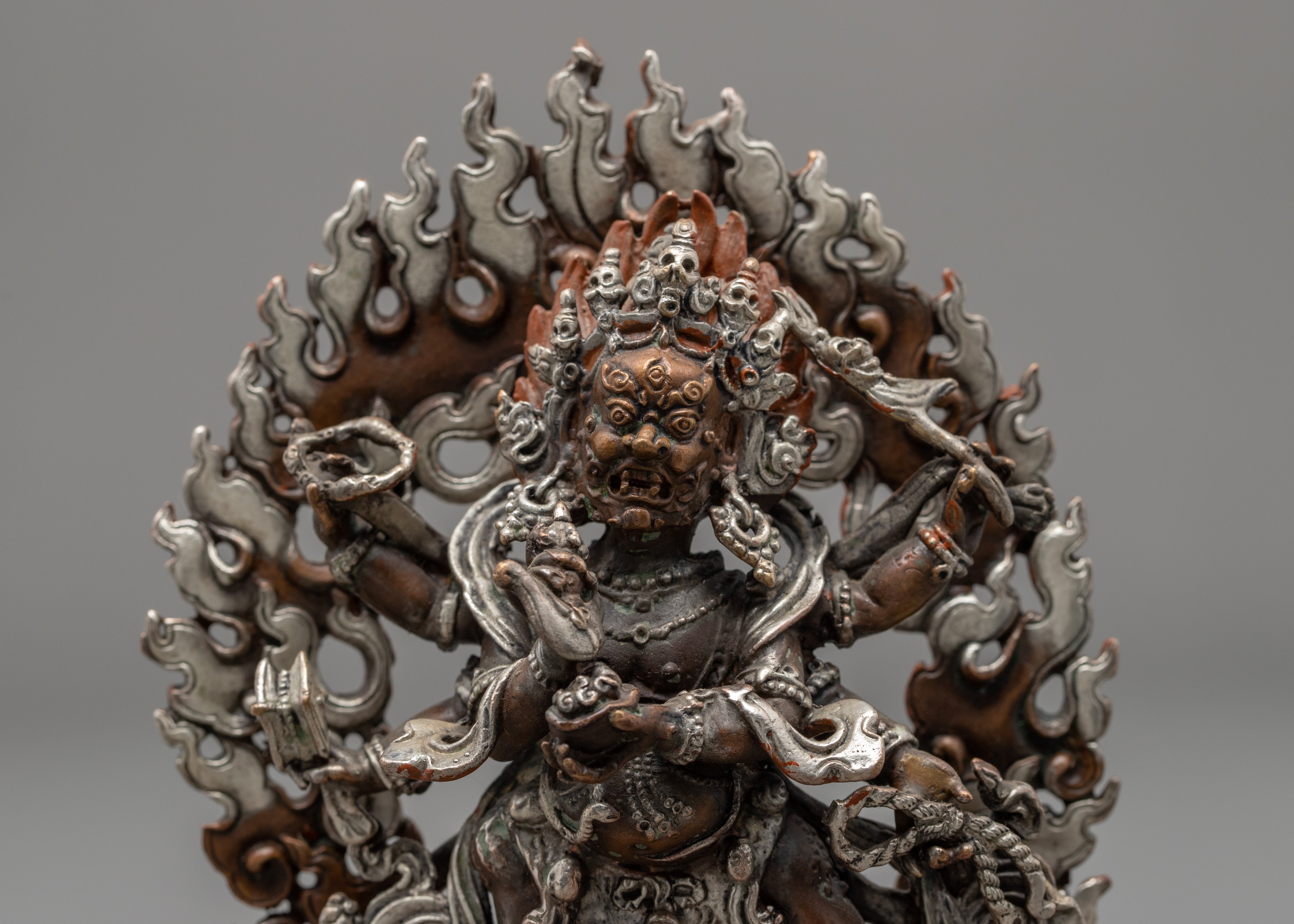 Black Six Armed Mahakala Statue | Traditional Buddhist Art