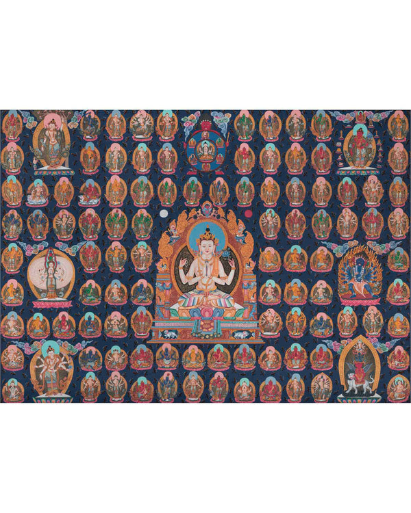 108 Chengrezig Thangka | Traditional Tibetan Art | Wall Decors