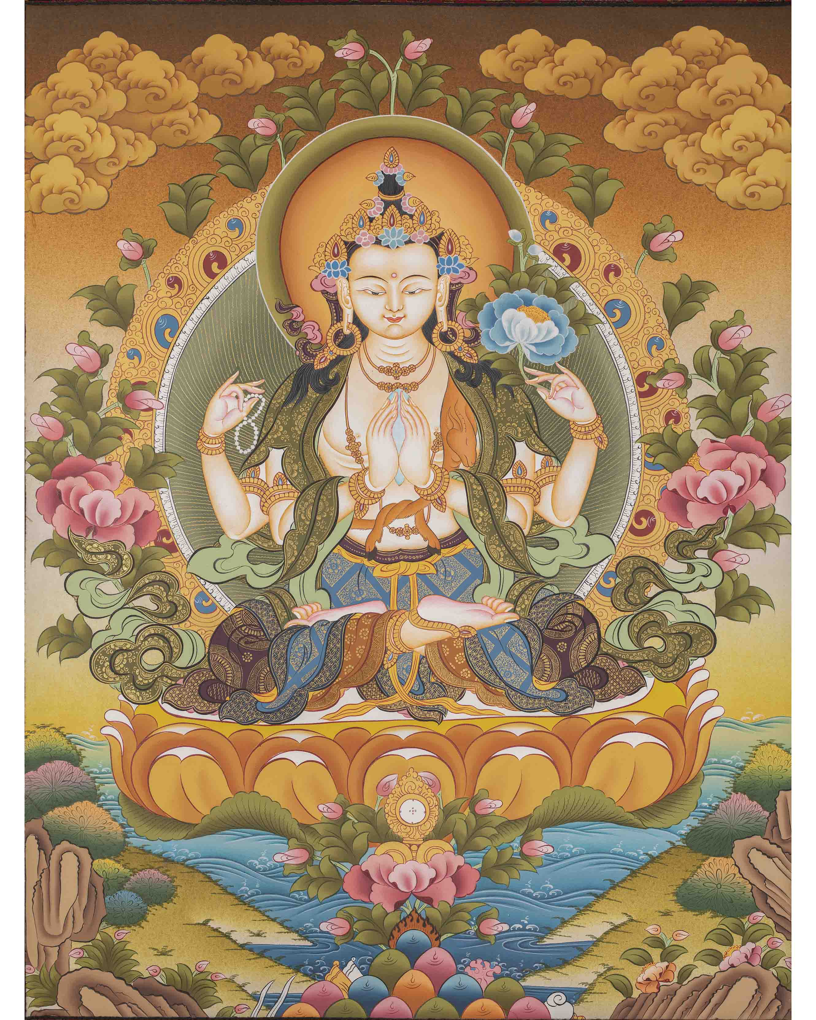 Bodhisattva Avalokiteshvara Tapestry | Chengrezig Thangka