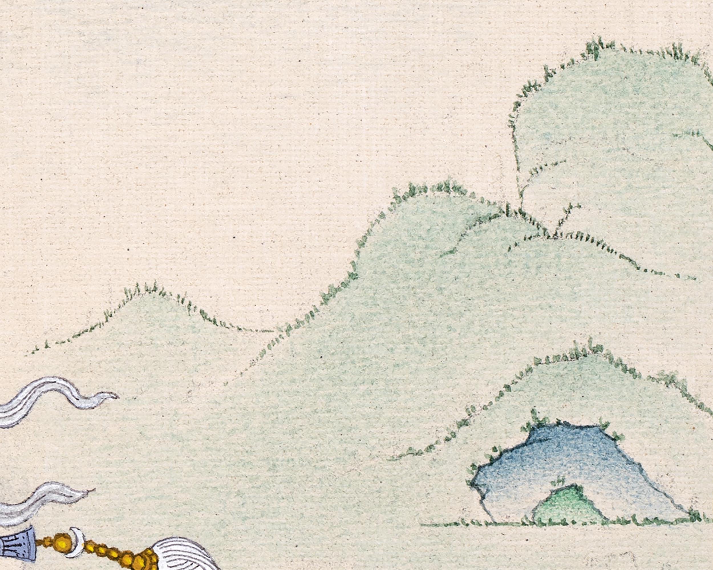 Guru Padmasambhava with Mandarva and Yeshe Tsogyal | Tibetan Thangka Painting