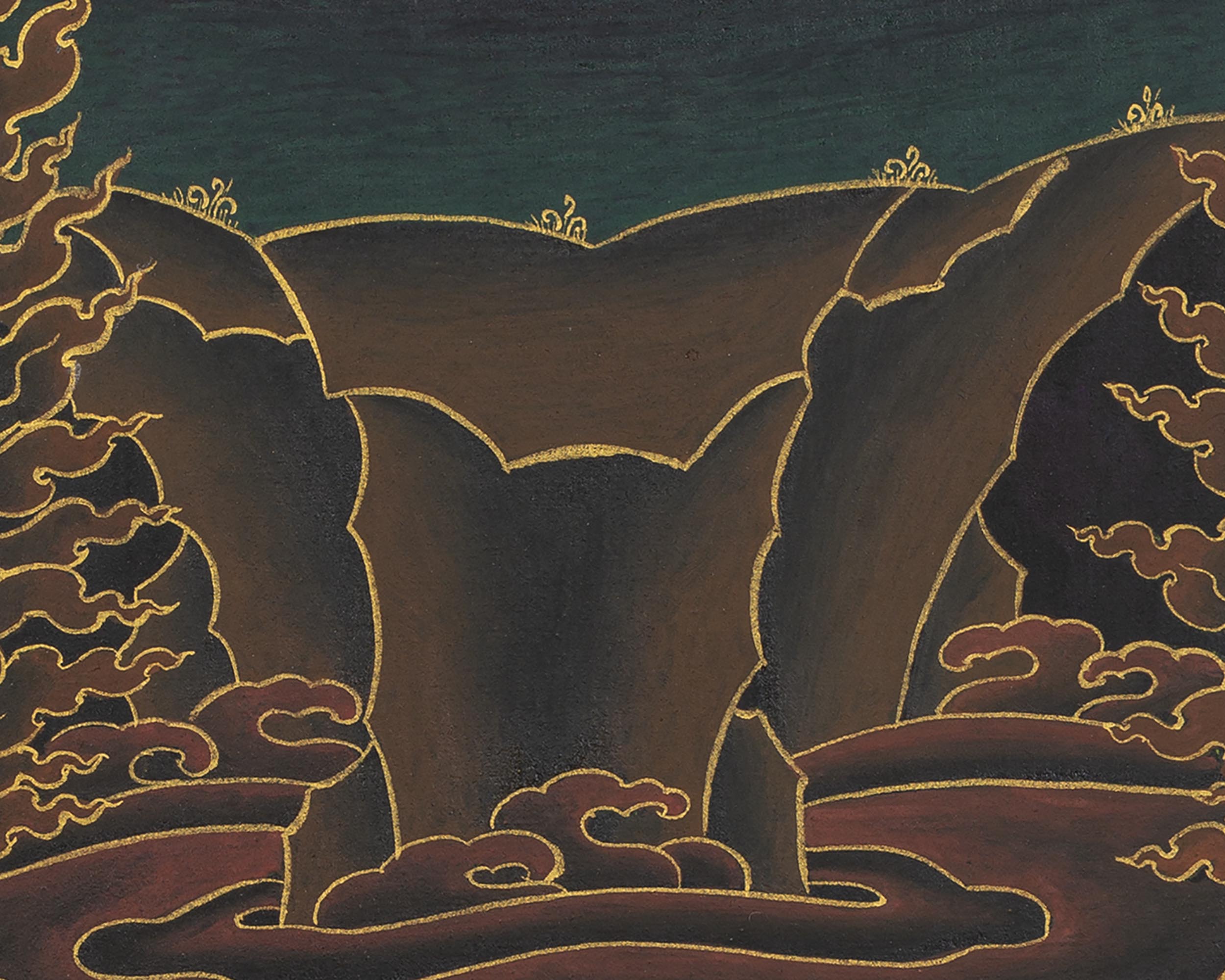 Simhamukha Thangka (Order) | Simhamukha Thangka | Black And Gold