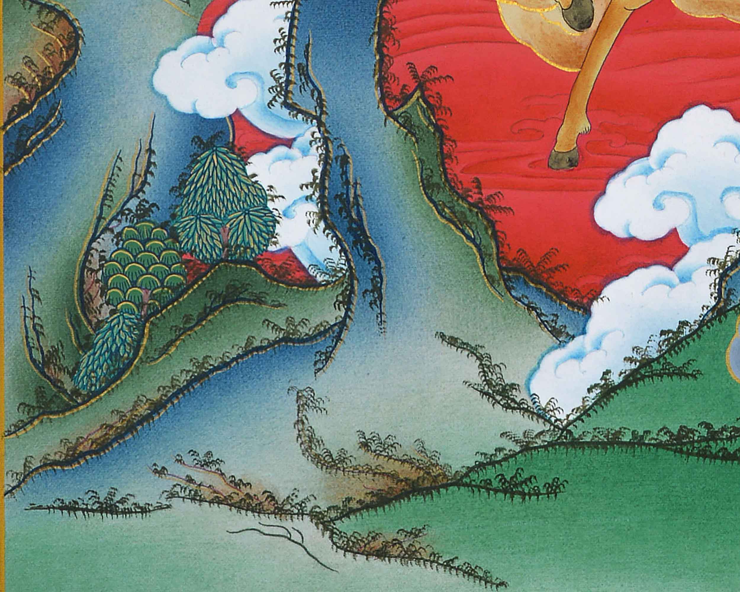 Himalayan Hand-Made Palden Lhamo Mantra Practice Thangka | Tibetan Deity Art On Cotton Canvas