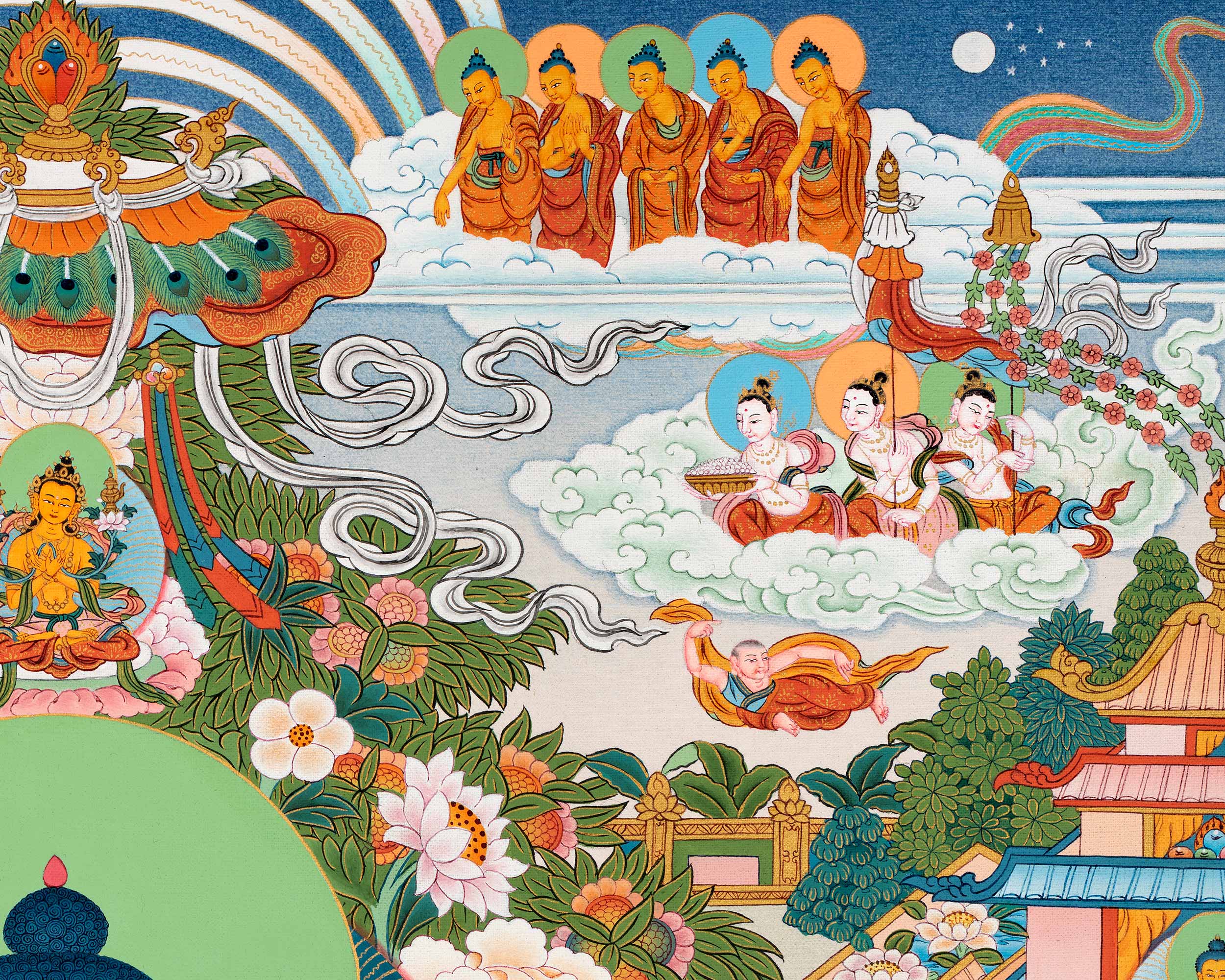 Buddha Amitabha Canvas Thangka Print | Pure Land | High-Quality Giclee Canvas