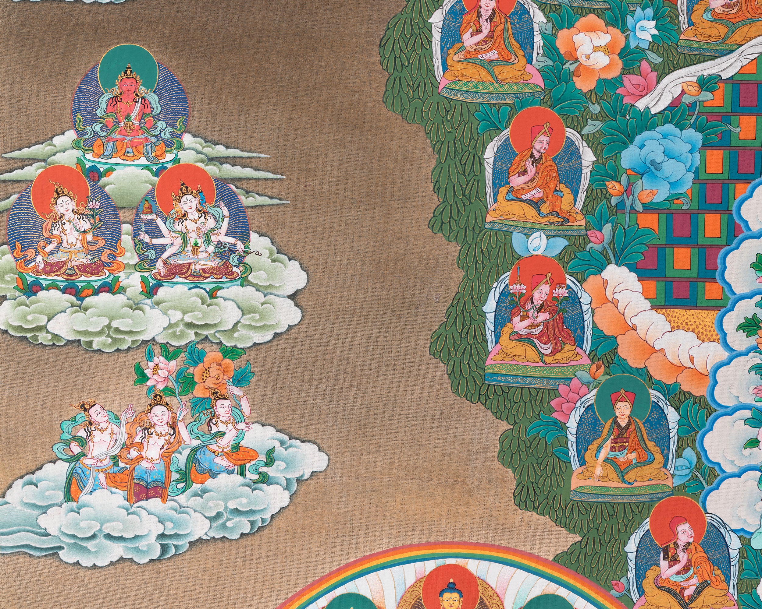 Sakya Refuge Tree Thangka | Vajradhara lineage | Tibetan Traditional Art
