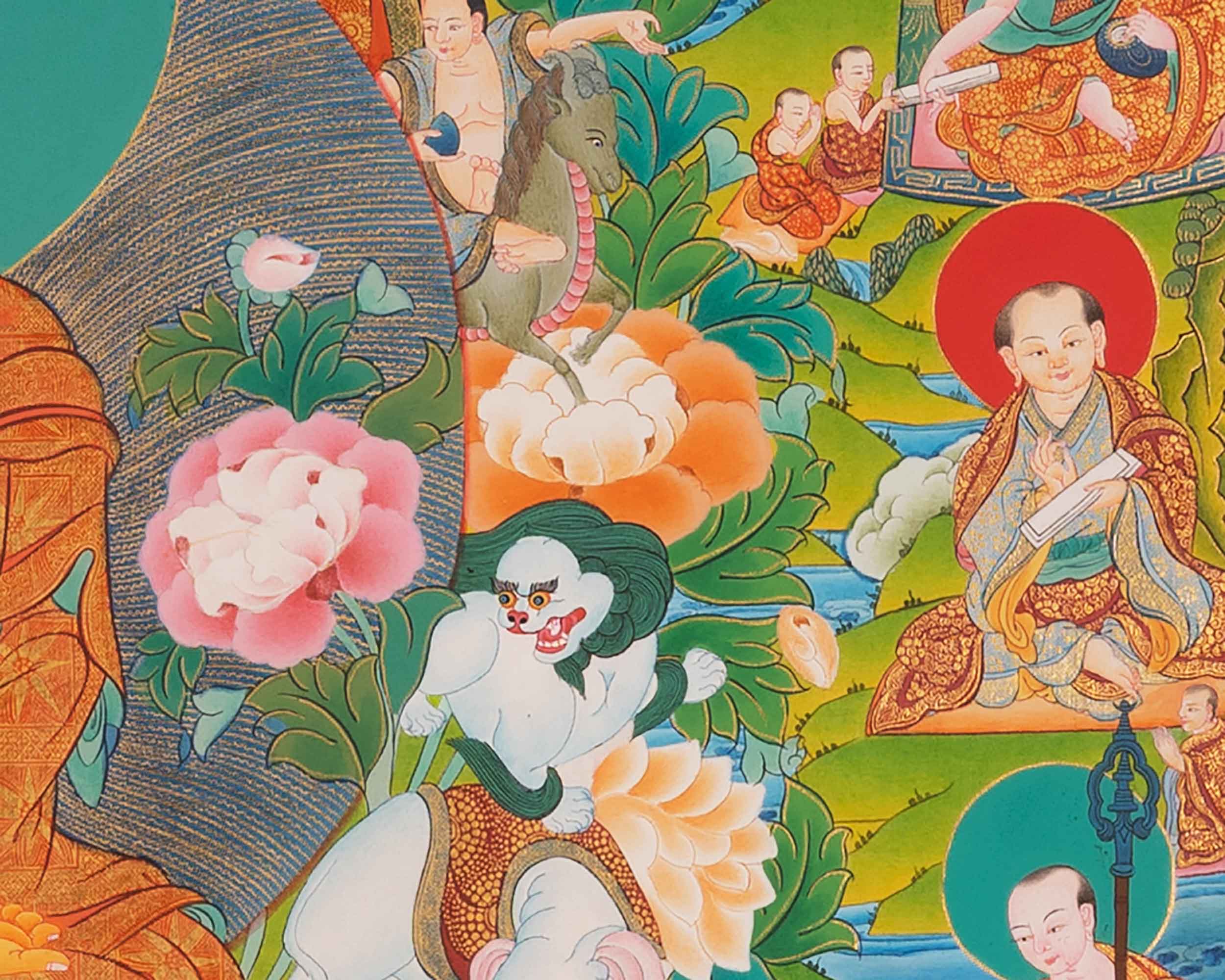 Shakyamuni Buddha 16 Arhats Thangka Painting | Sacred Art for Daily Practice