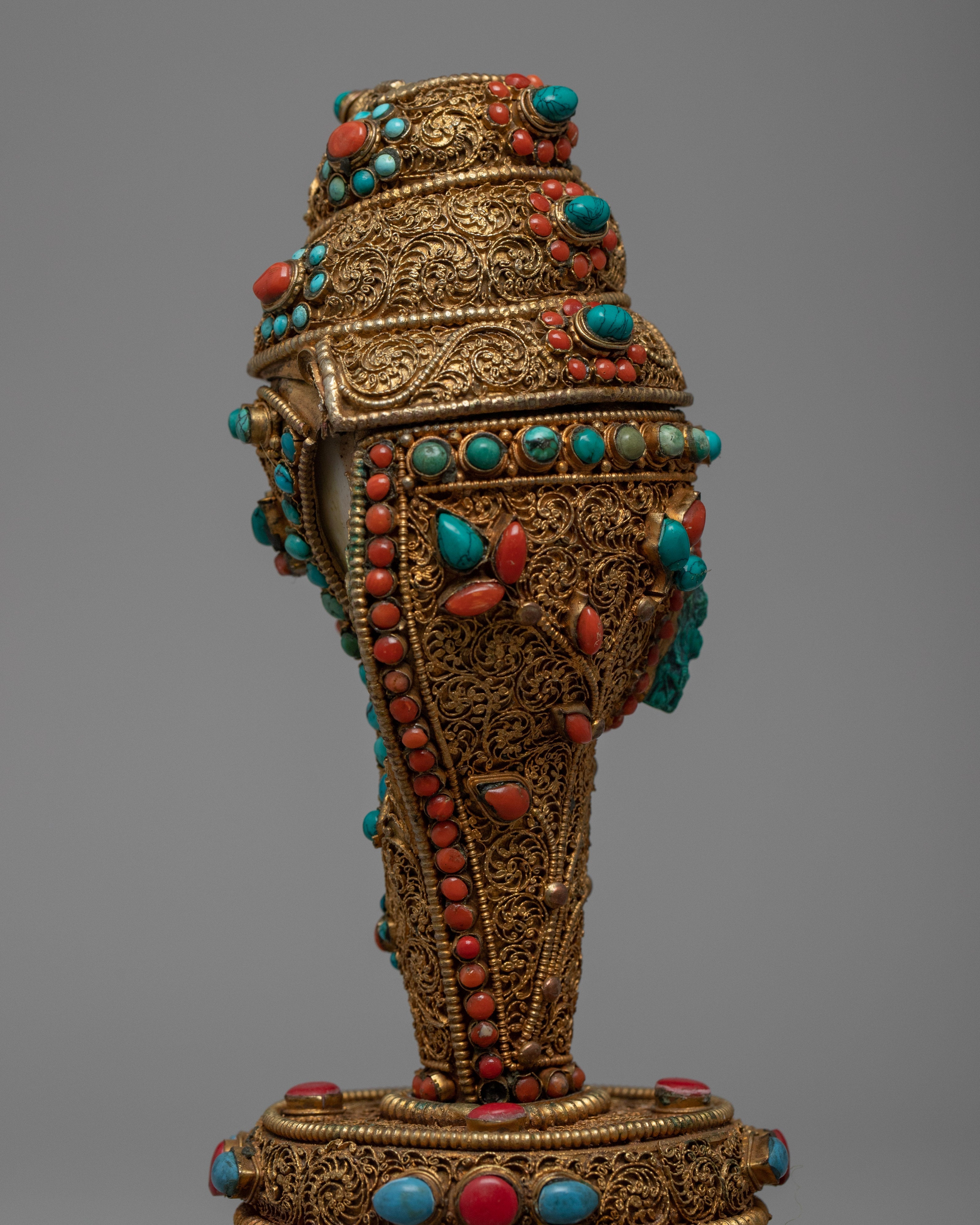 Conch Shell With Stand | Handcarved Religious Artifacts