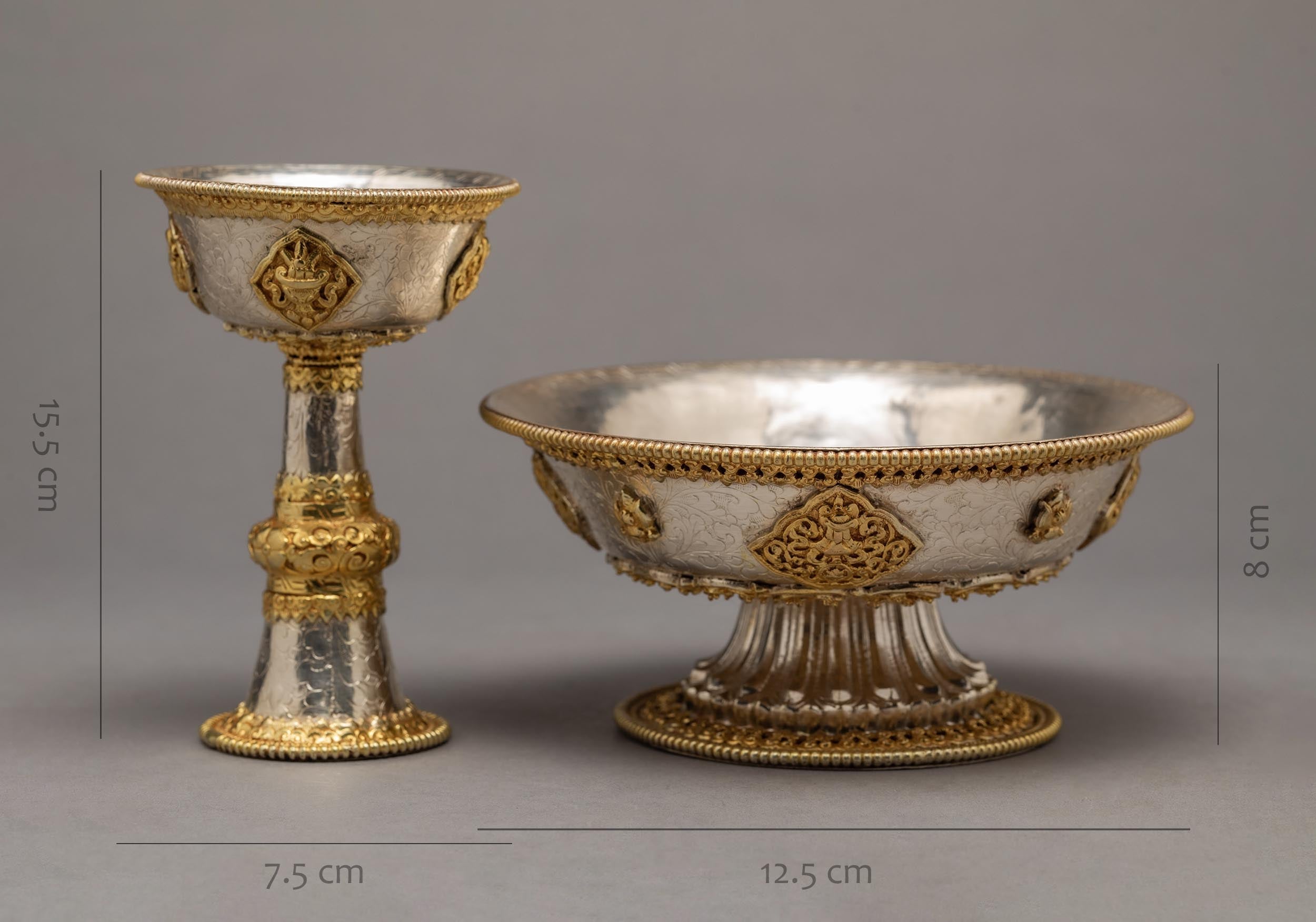 Gold Plated Serkyem Set | Buddhist Ritual Item | Plated With 24K Gold