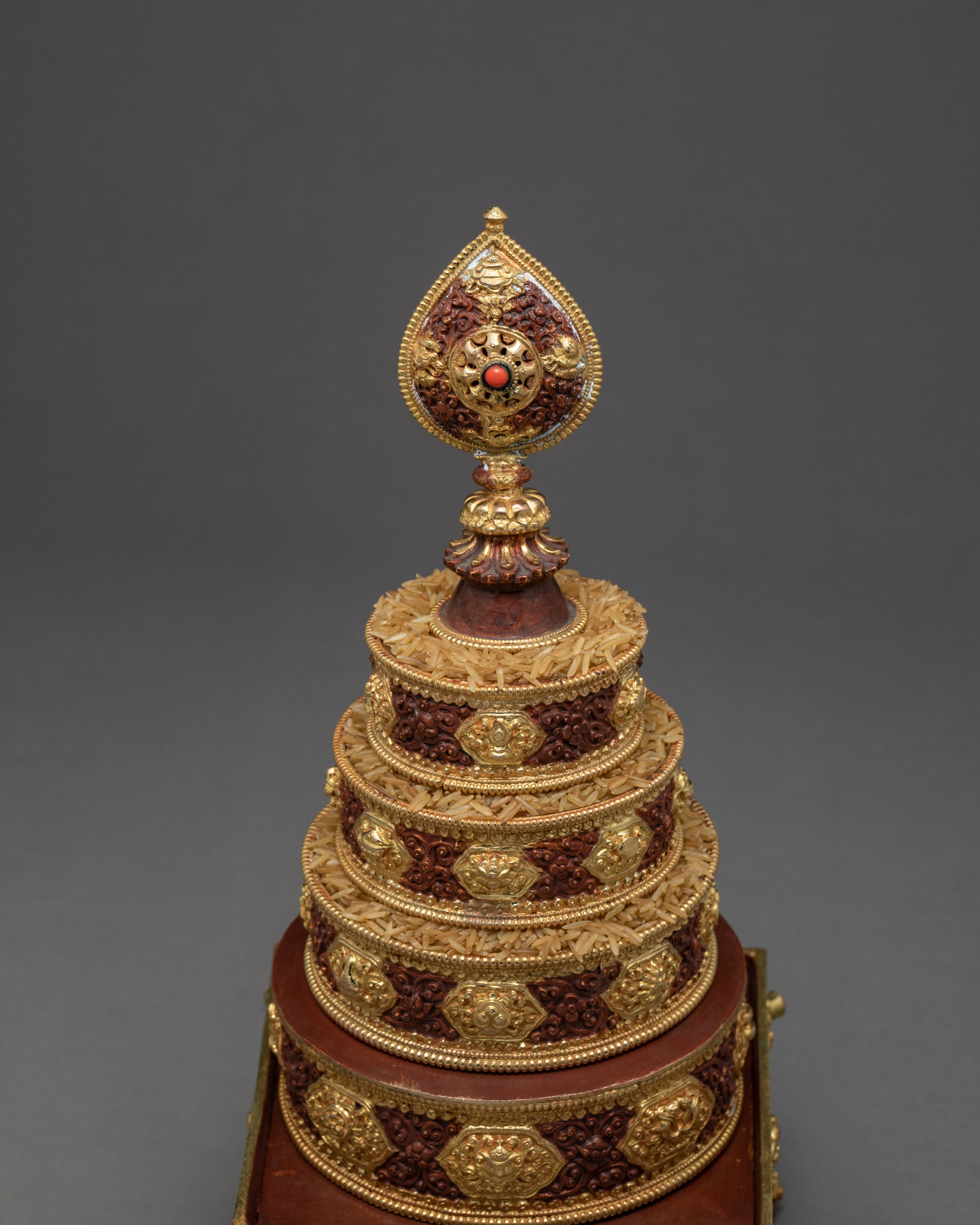 Mandala for Meditation | Handcarved and Gold Plated | Buddhist Altar Supplies