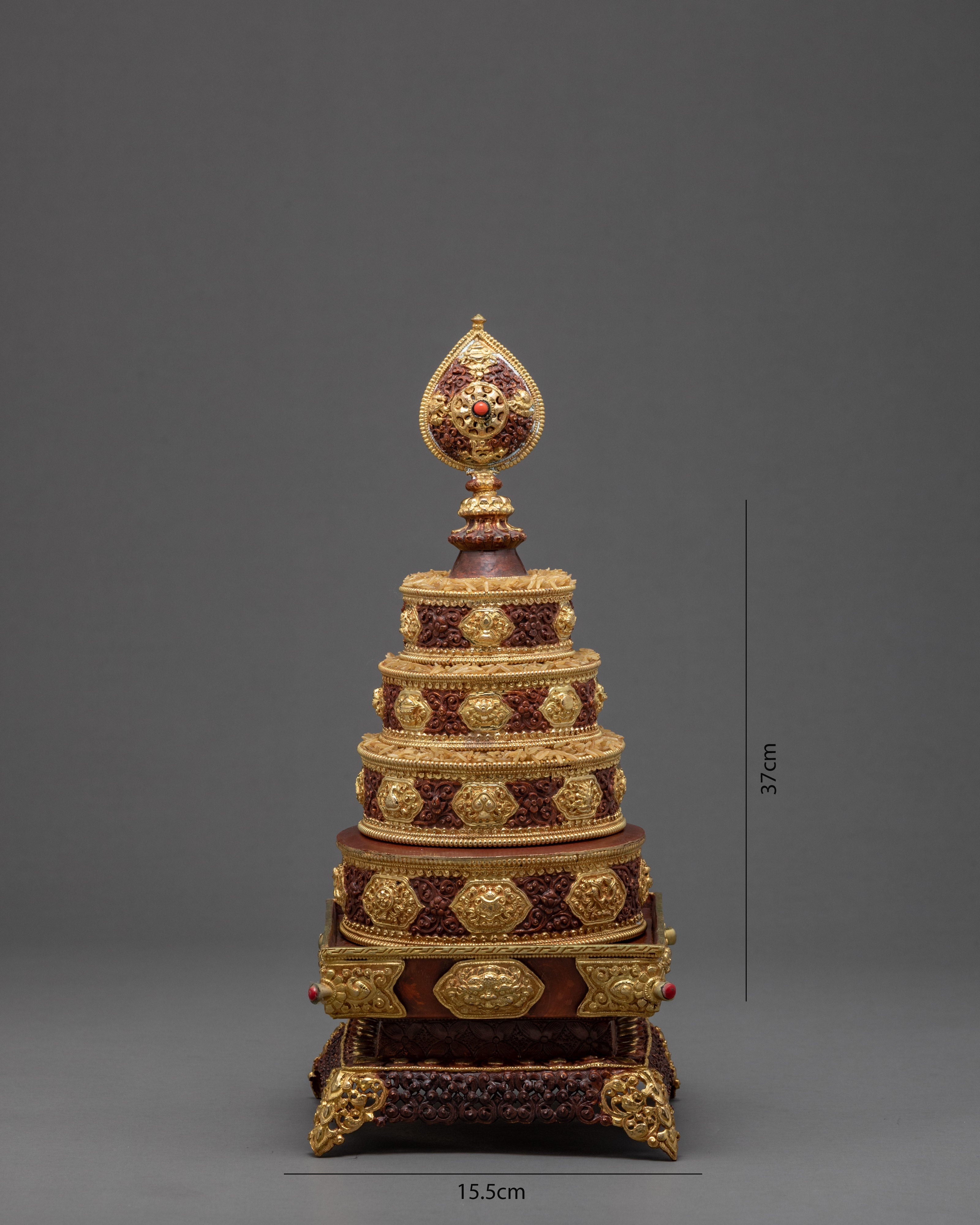 Mandala for Meditation | Handcarved and Gold Plated | Buddhist Altar Supplies