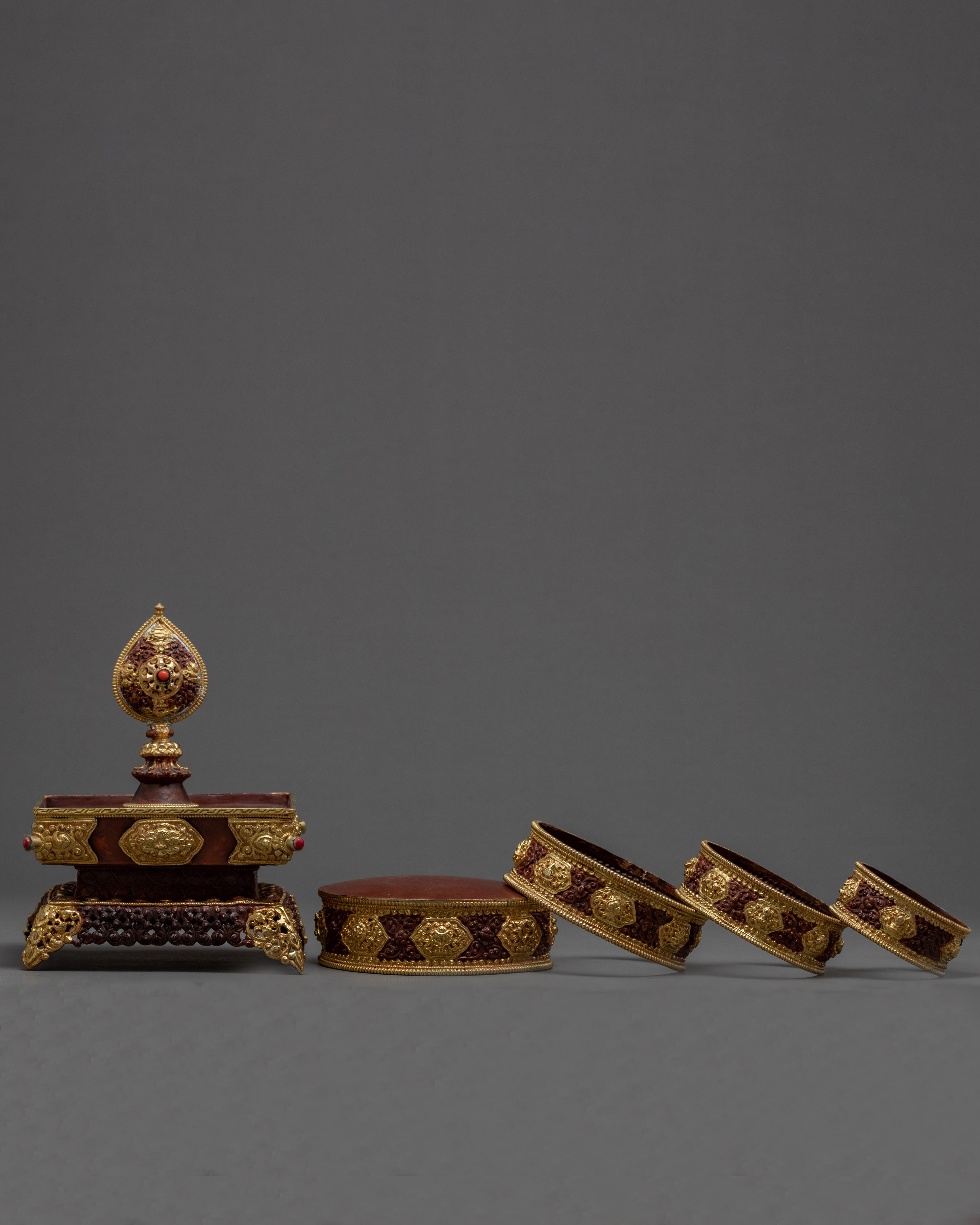 Mandala for Meditation | Handcarved and Gold Plated | Buddhist Altar Supplies