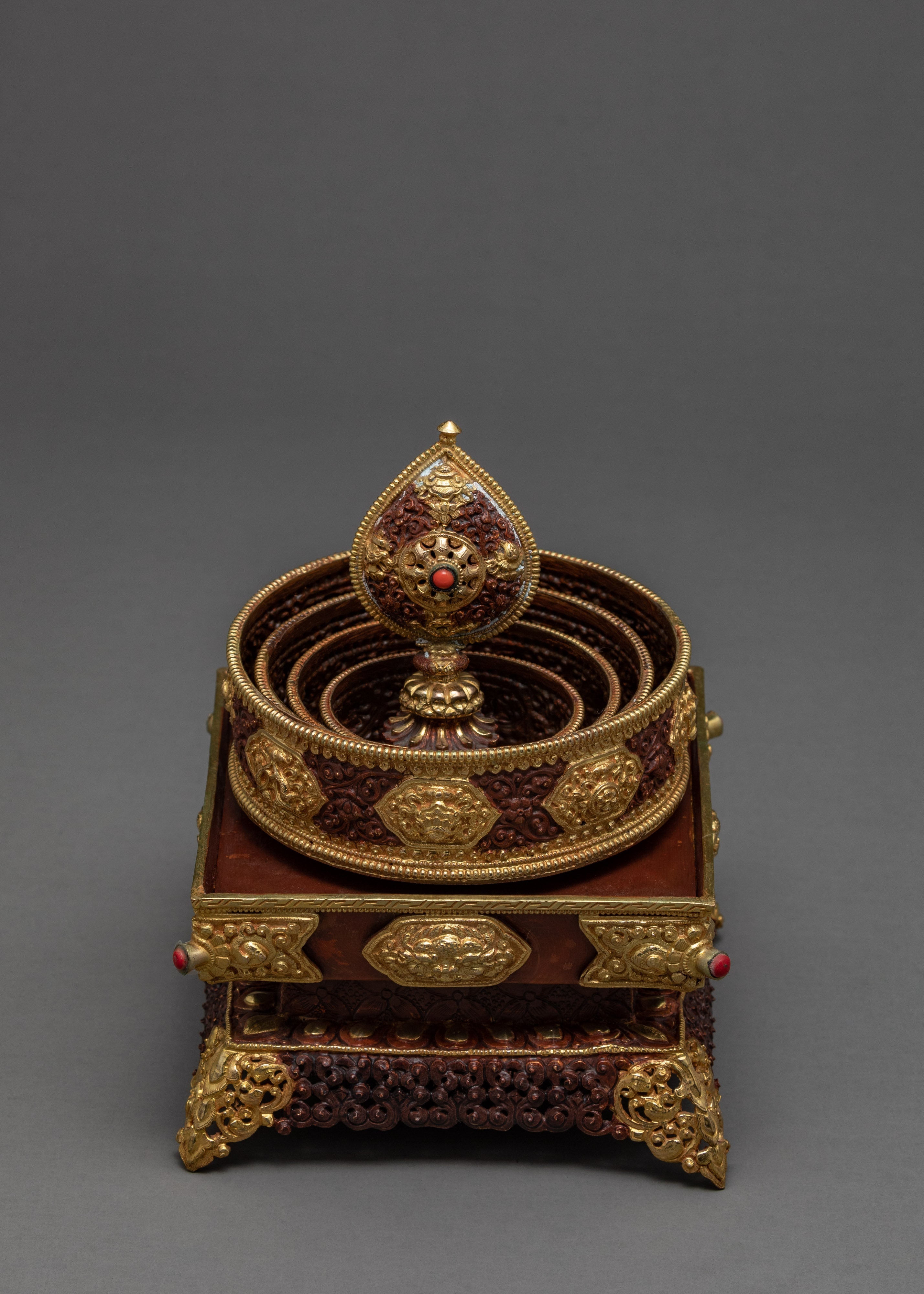 Mandala for Meditation | Handcarved and Gold Plated | Buddhist Altar Supplies