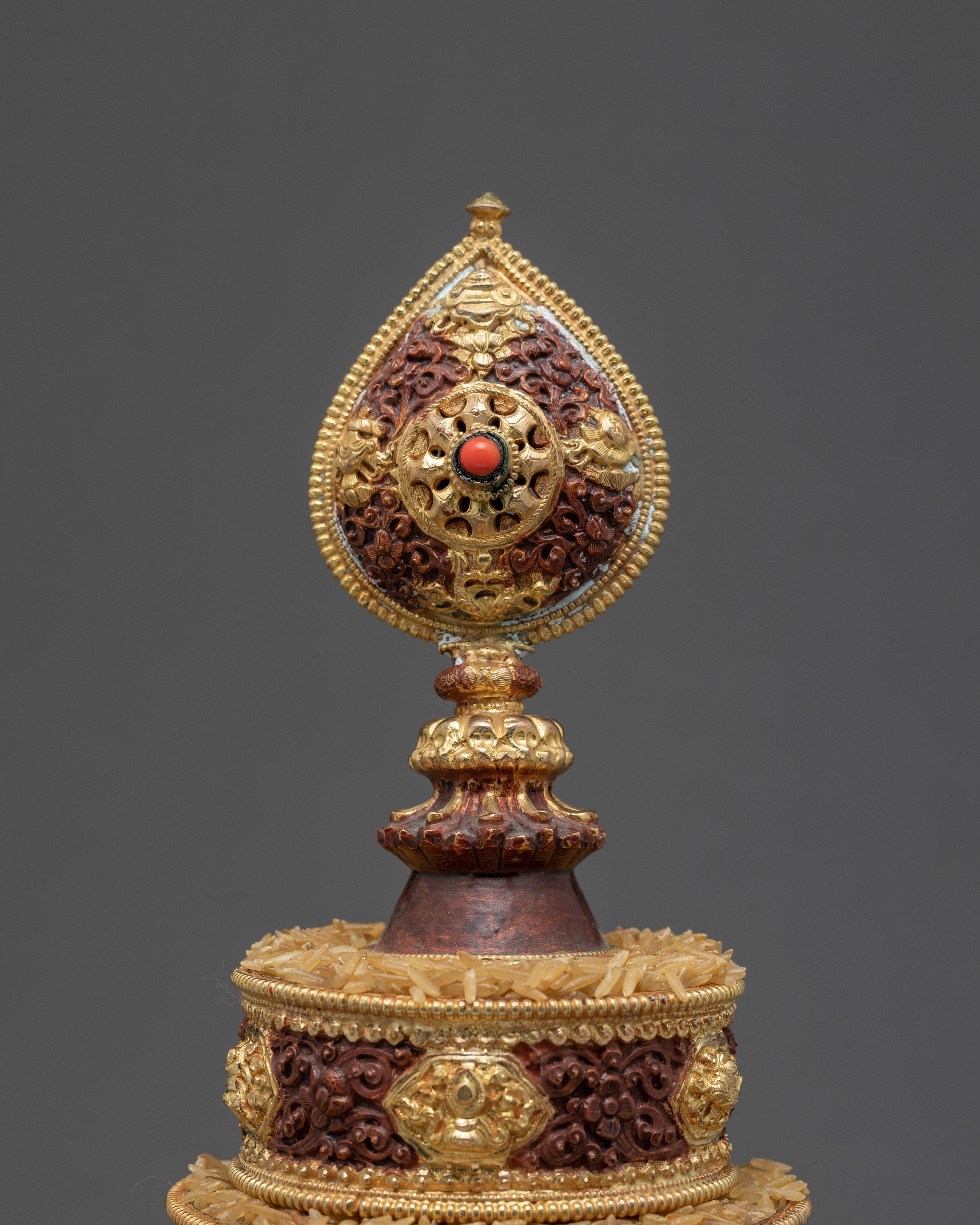 Mandala for Meditation | Handcarved and Gold Plated | Buddhist Altar Supplies