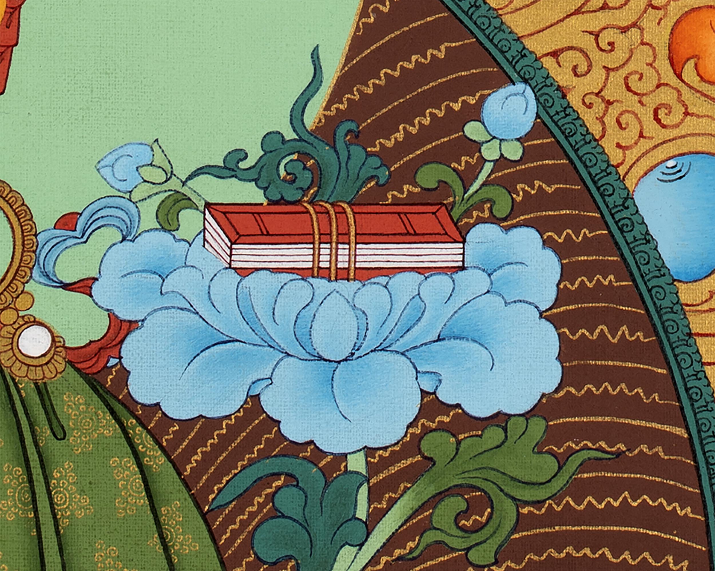 Five Manjushri with Buddha and Bodhisattva Thangka, Tibetan Buddhist Art