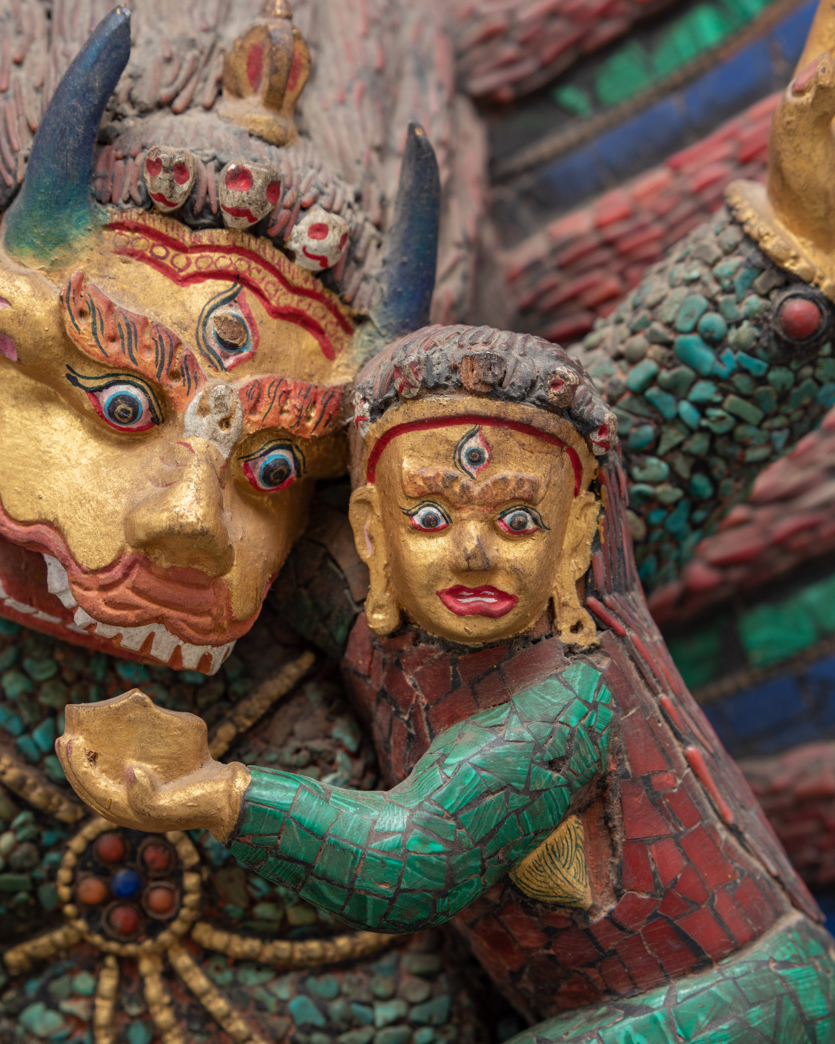 Yamantaka Wooden Statue | Small Statue for Home Decor | Arts and Crafts Nepal