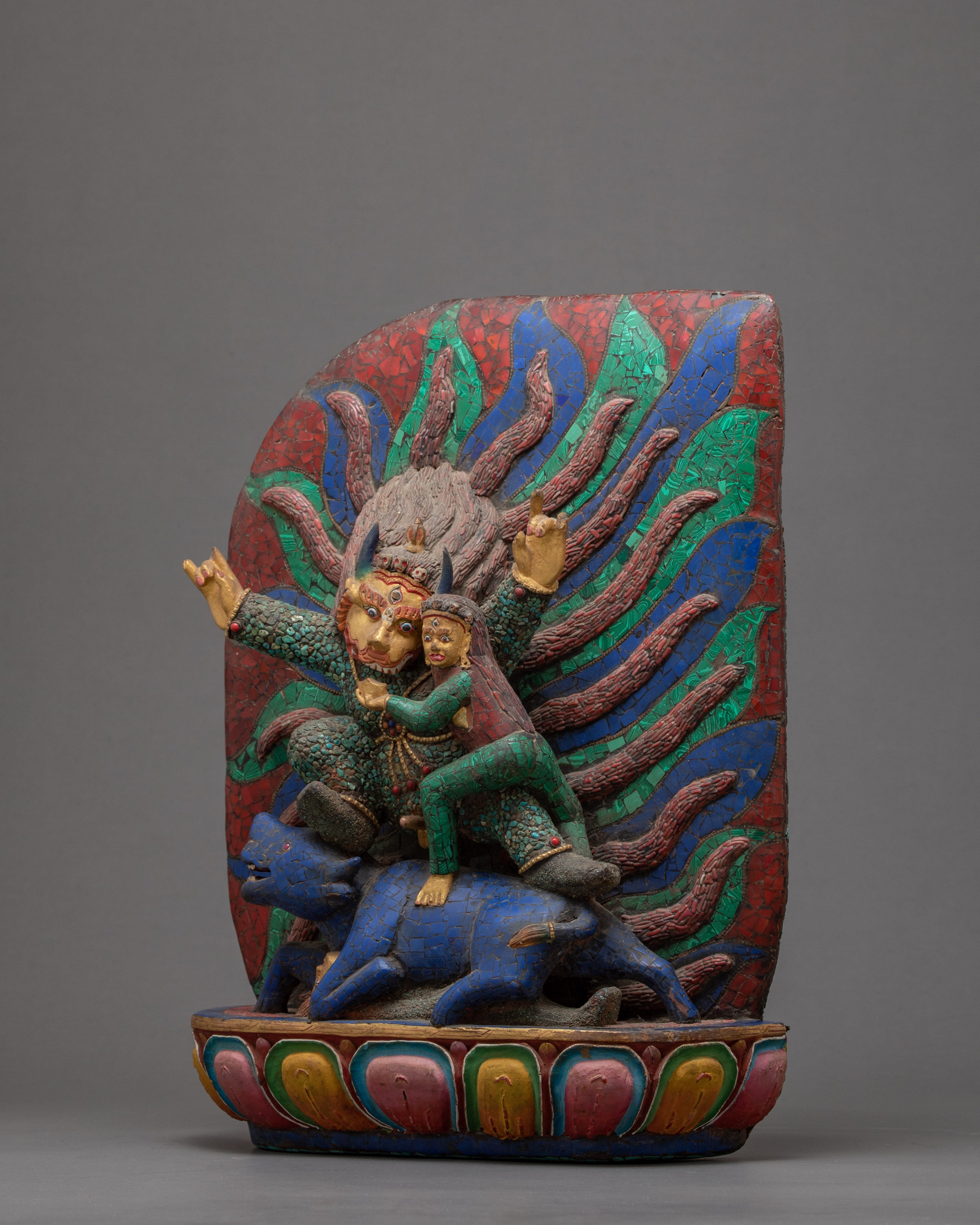 Yamantaka Wooden Statue | Small Statue for Home Decor | Arts and Crafts Nepal