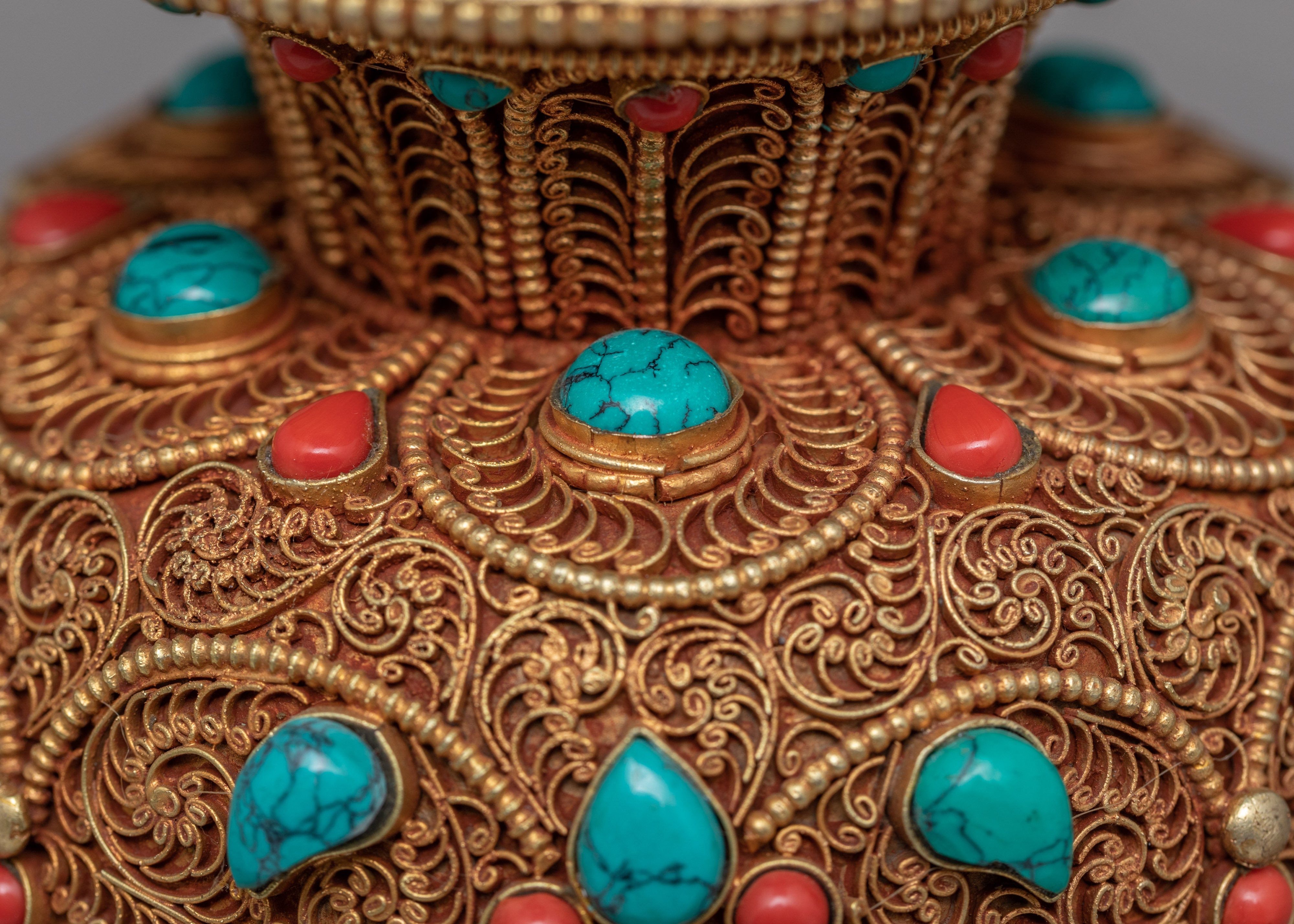Seven Offering Bowls | Tibetan Copper Bowls with Filigree Carving |Buddhist Altar Offerings