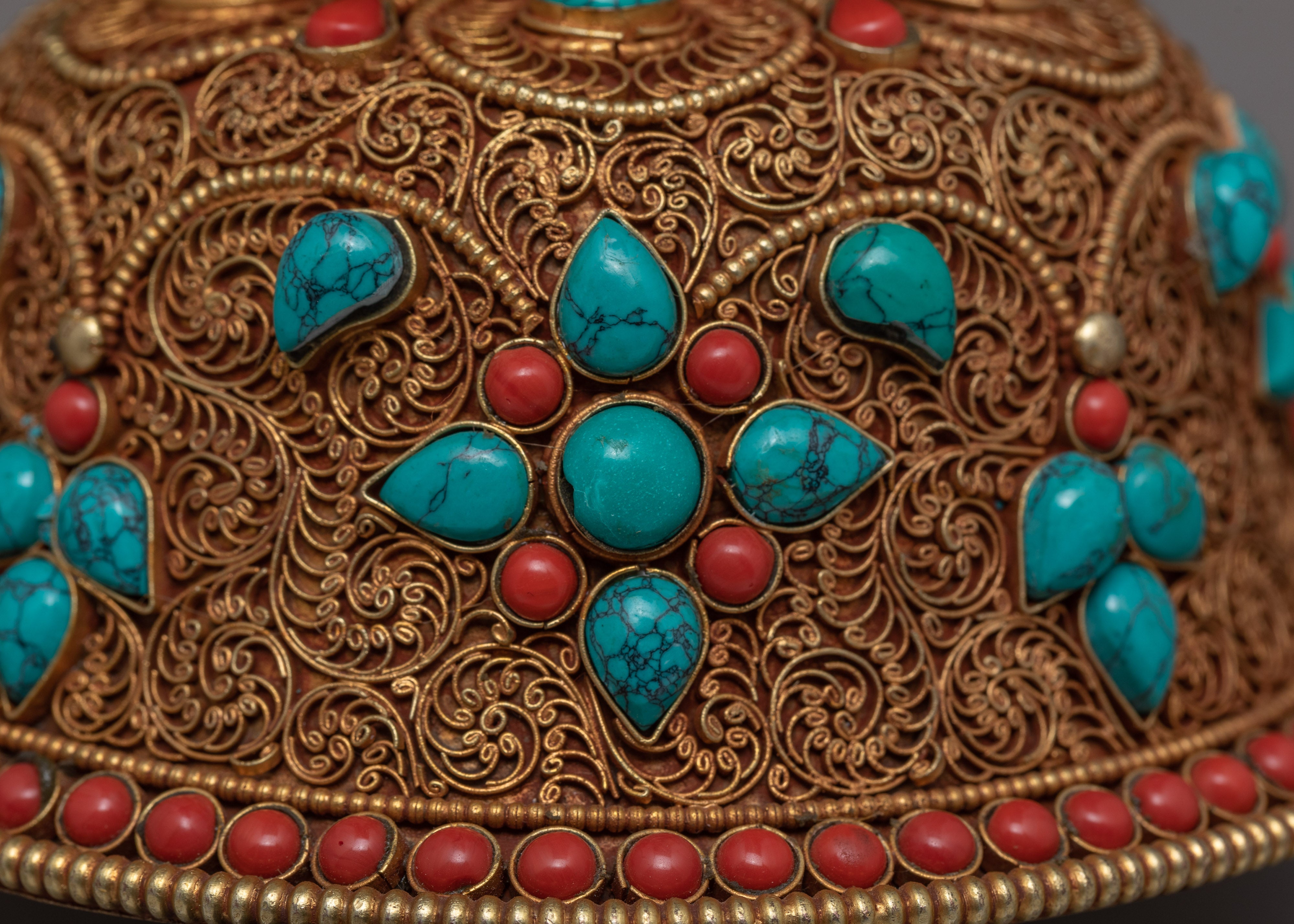 Seven Offering Bowls | Tibetan Copper Bowls with Filigree Carving |Buddhist Altar Offerings