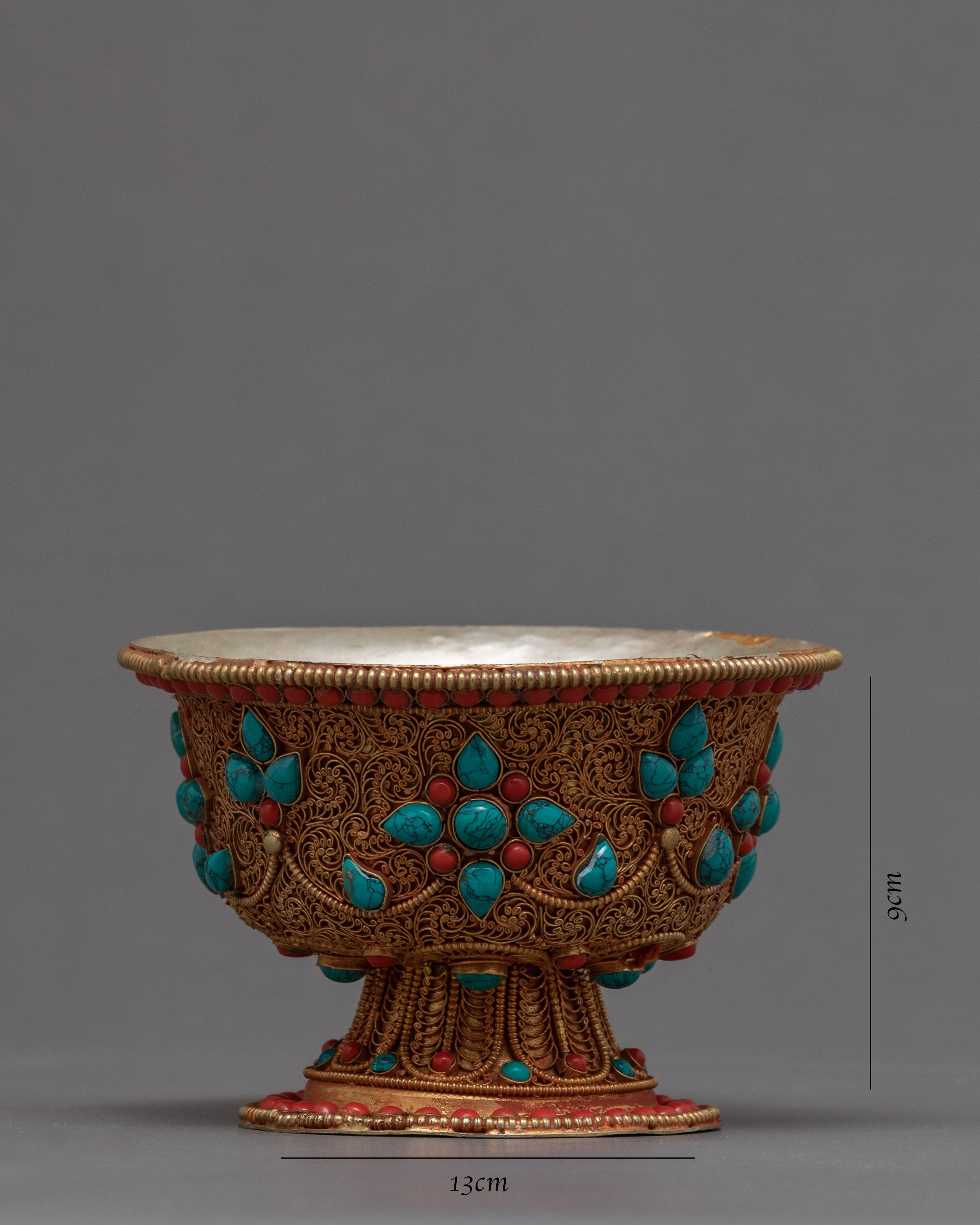 Seven Offering Bowls | Tibetan Copper Bowls with Filigree Carving |Buddhist Altar Offerings