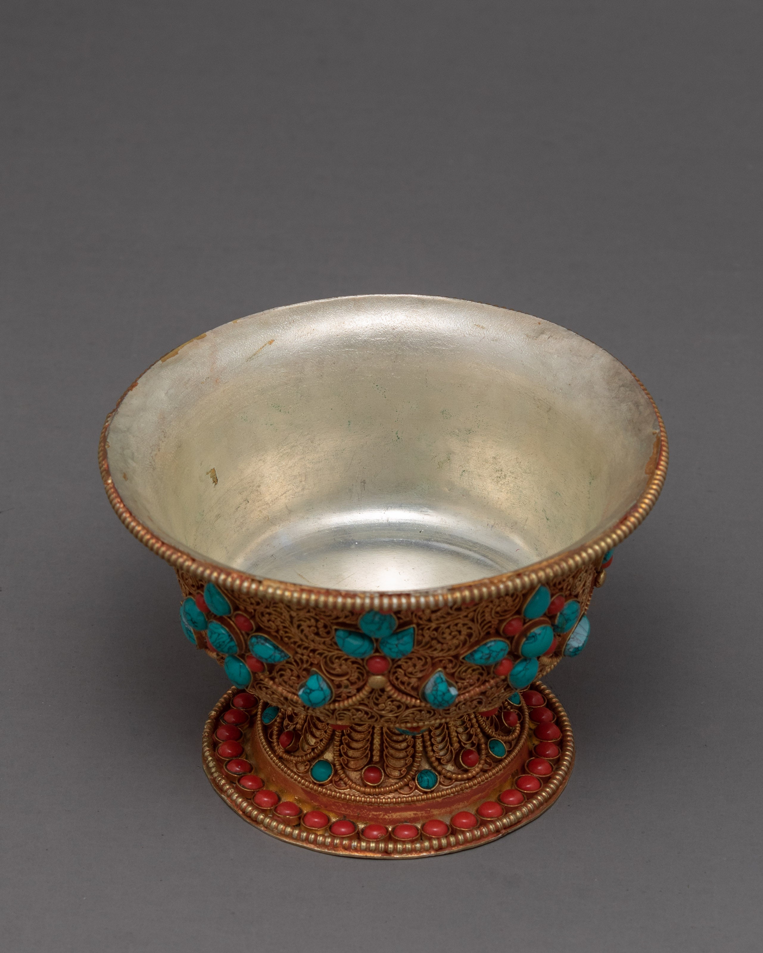 Seven Offering Bowls | Tibetan Copper Bowls with Filigree Carving |Buddhist Altar Offerings