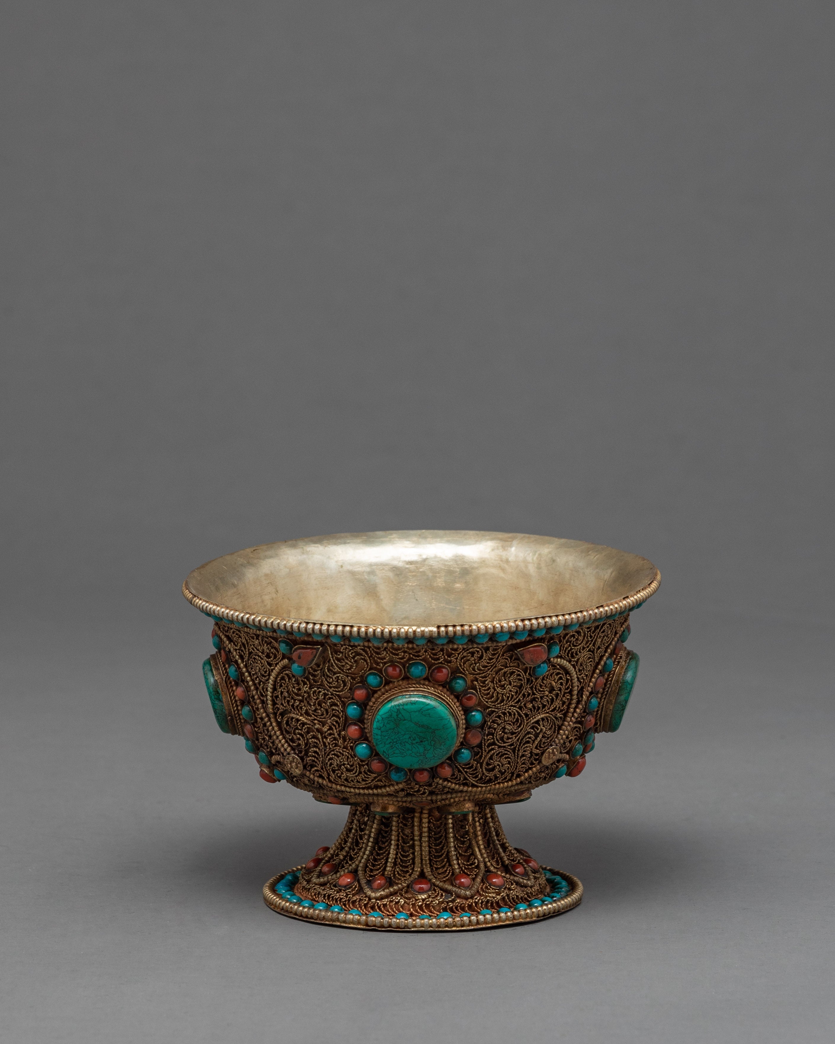 Tibetan Offering Bowls | Filigree Carving | Buddhist Altar Offerings