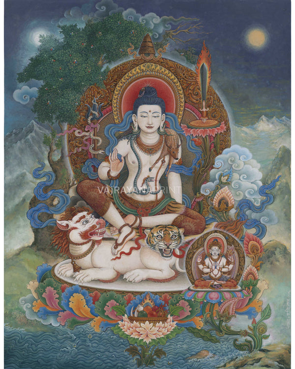 Simhanada Avalokiteshvara Seated On A Roaring Lion Print 