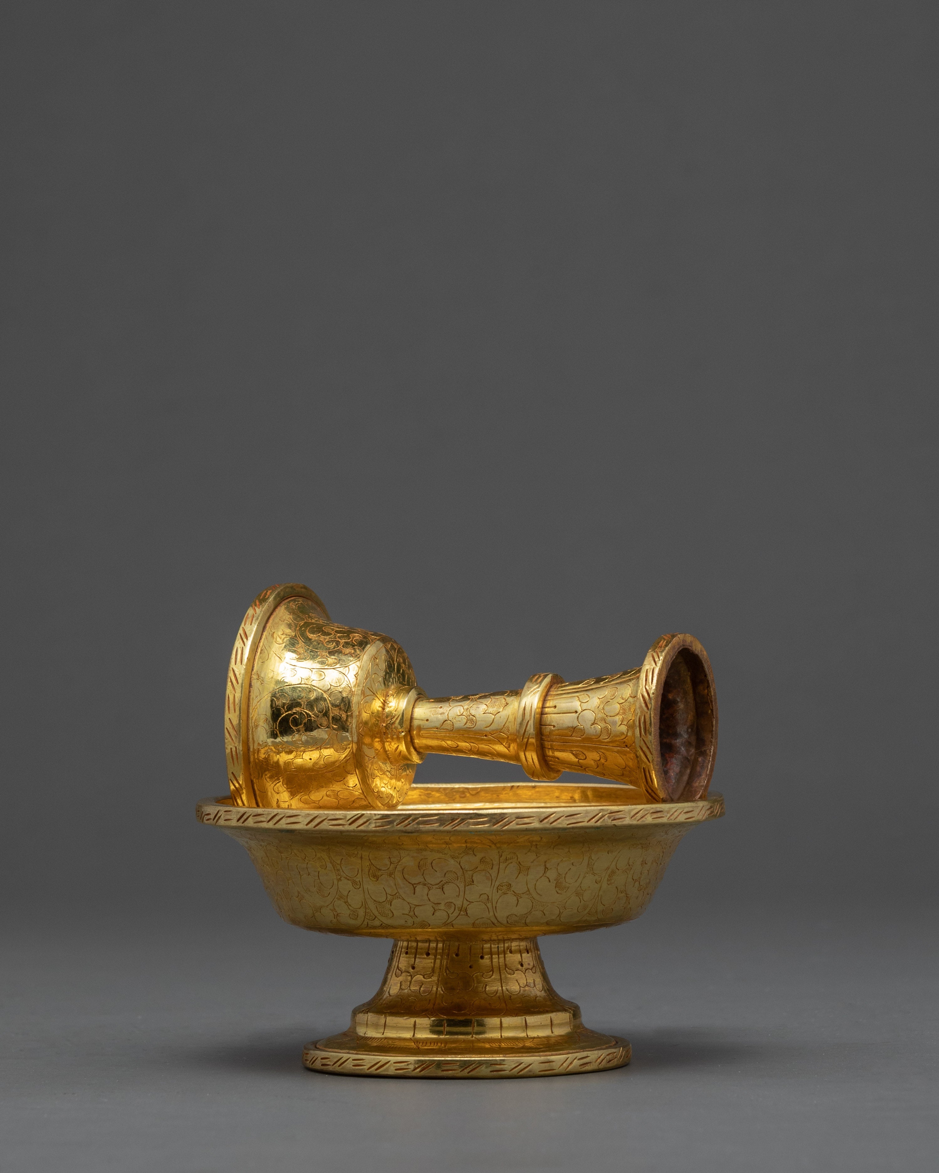 The Golden Drink Offering | Ancient Serkyem Set | Buddhist ritual Kit