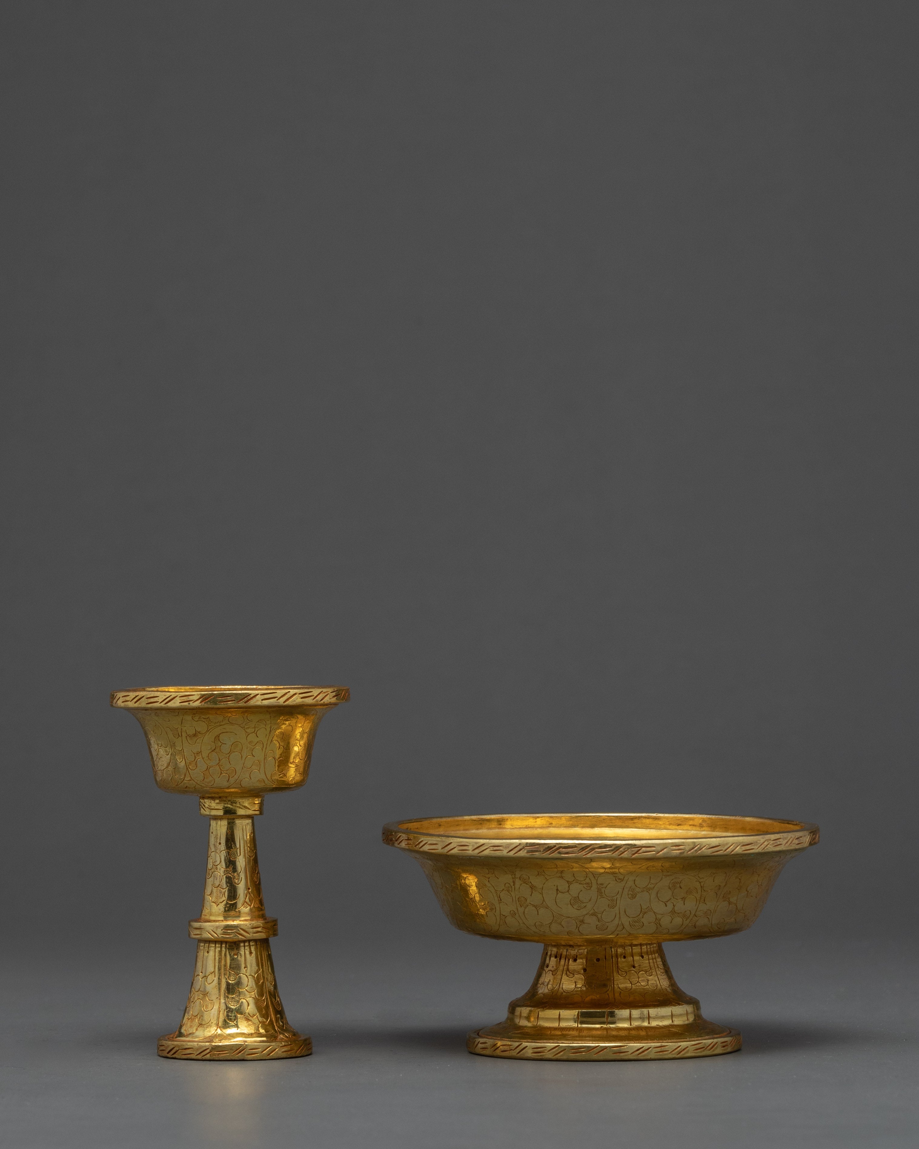 The Golden Drink Offering | Ancient Serkyem Set | Buddhist ritual Kit