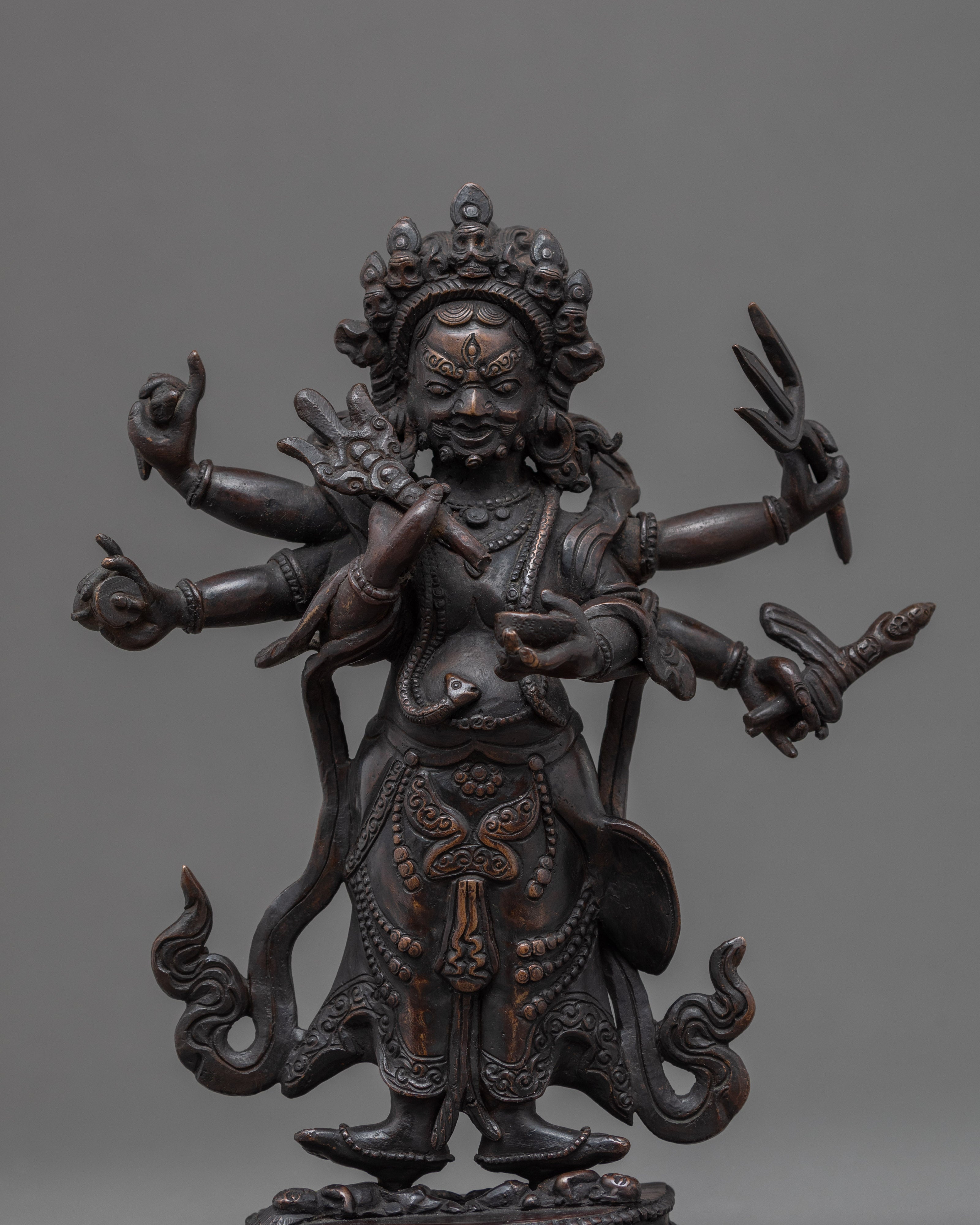 Handmade White Mahakala Statue | Vintage Collectibles