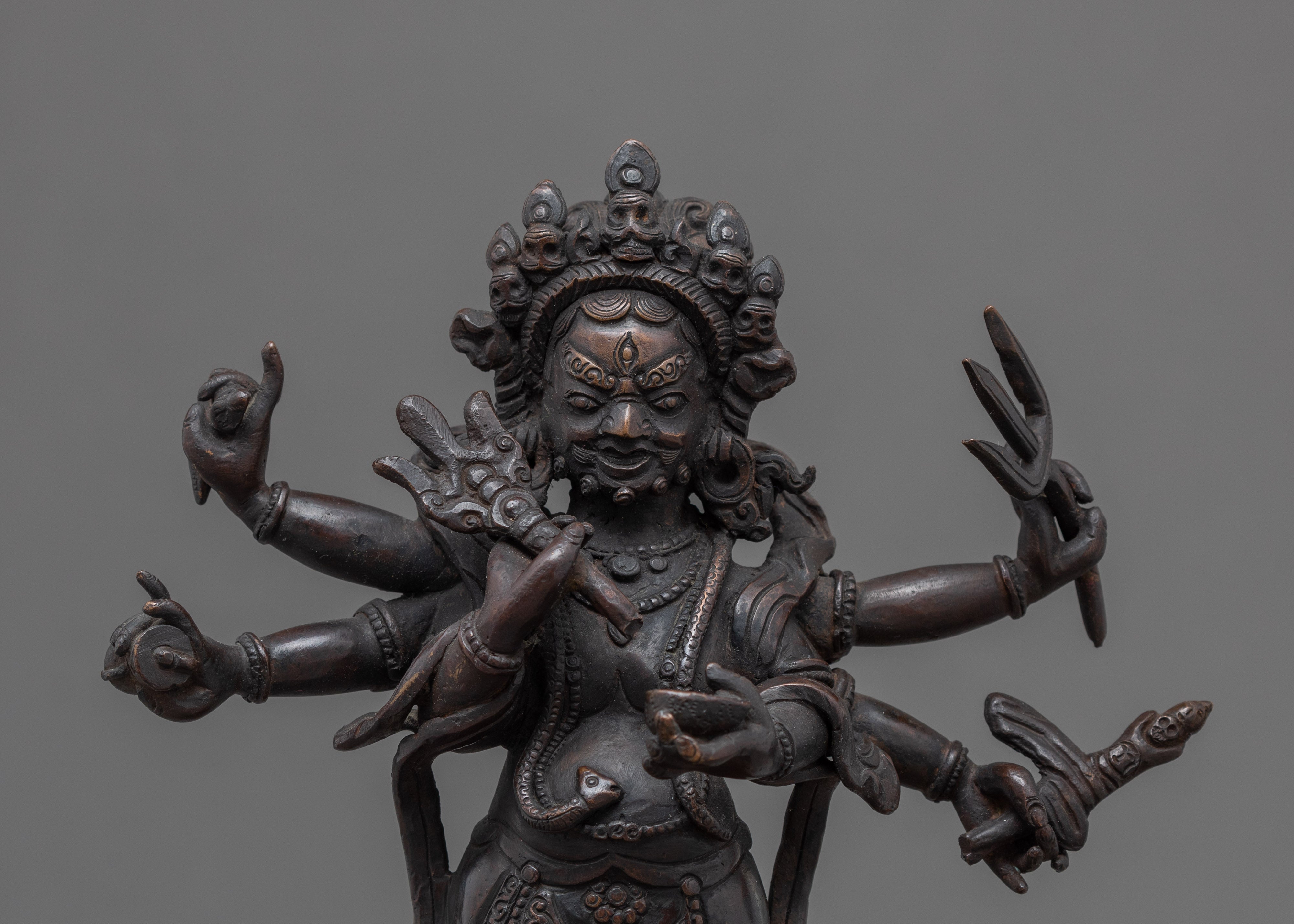 Handmade White Mahakala Statue | Vintage Collectibles