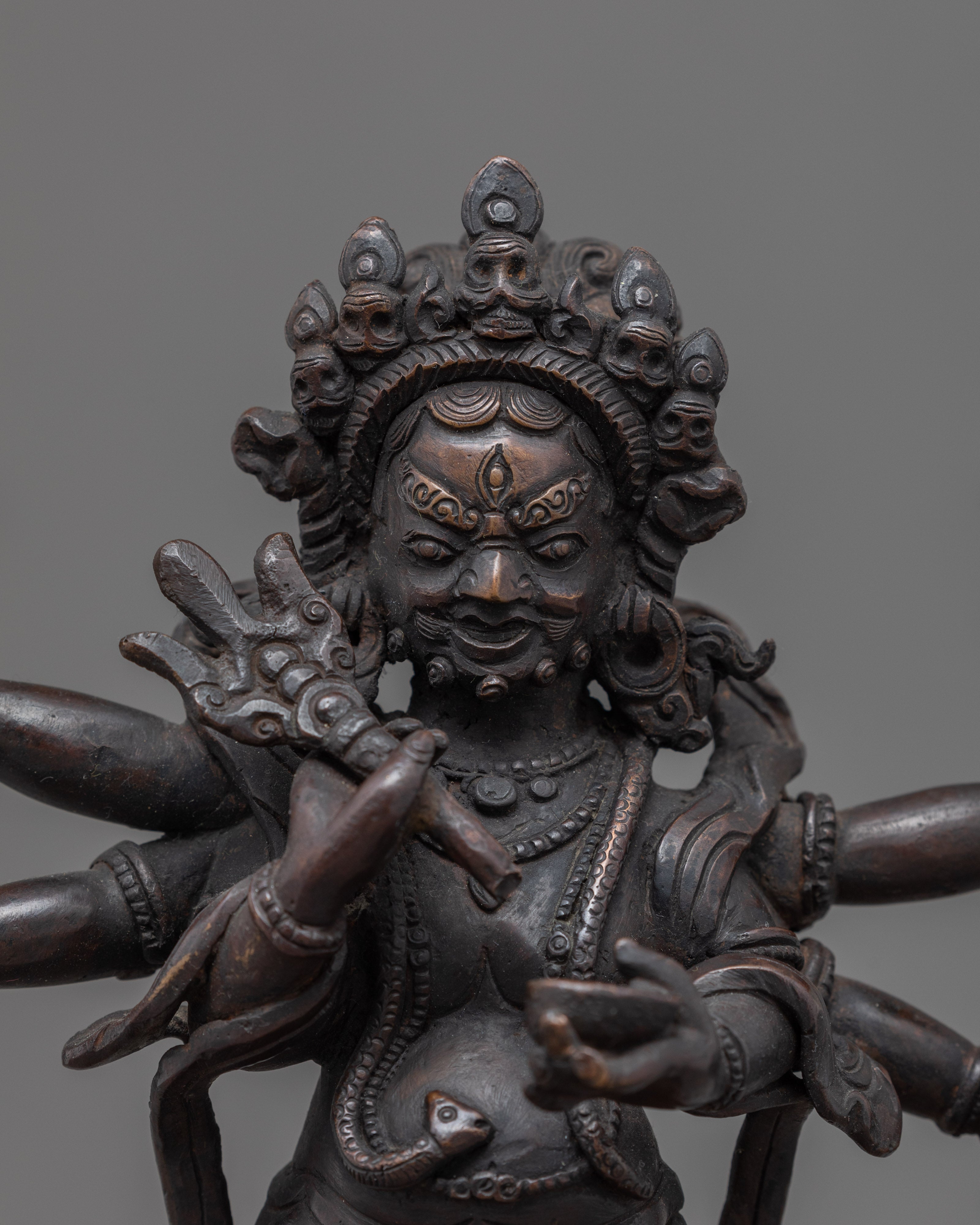 Handmade White Mahakala Statue | Vintage Collectibles